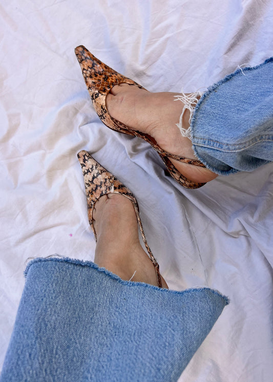 Slingback Lella Baldi in Pelle Stampa Pitone – Made in Italy