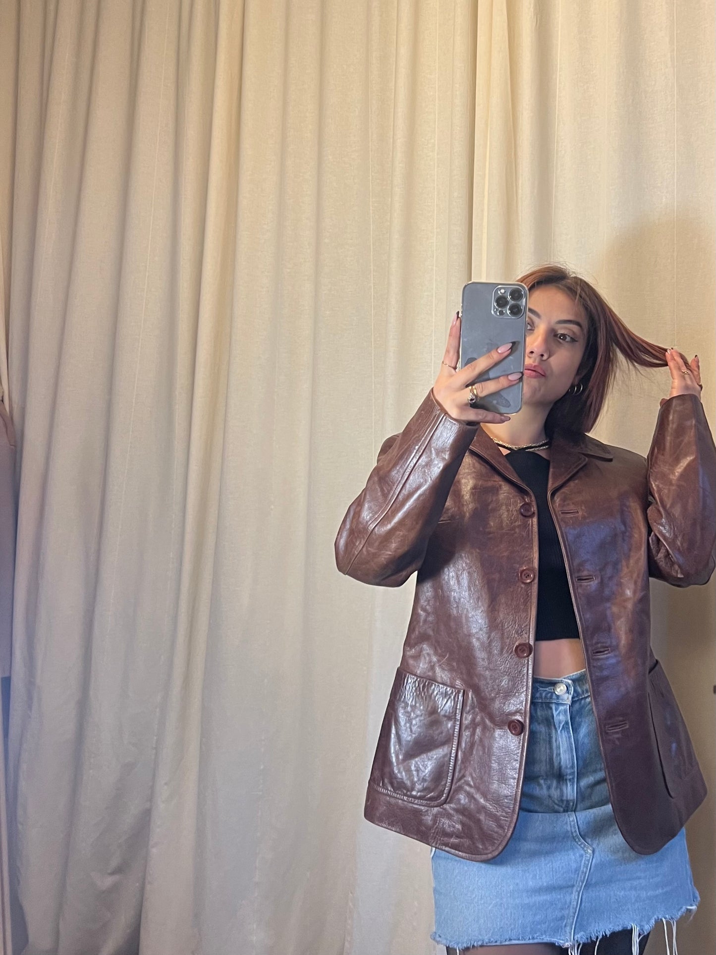 Blazer in pelle invecchiata