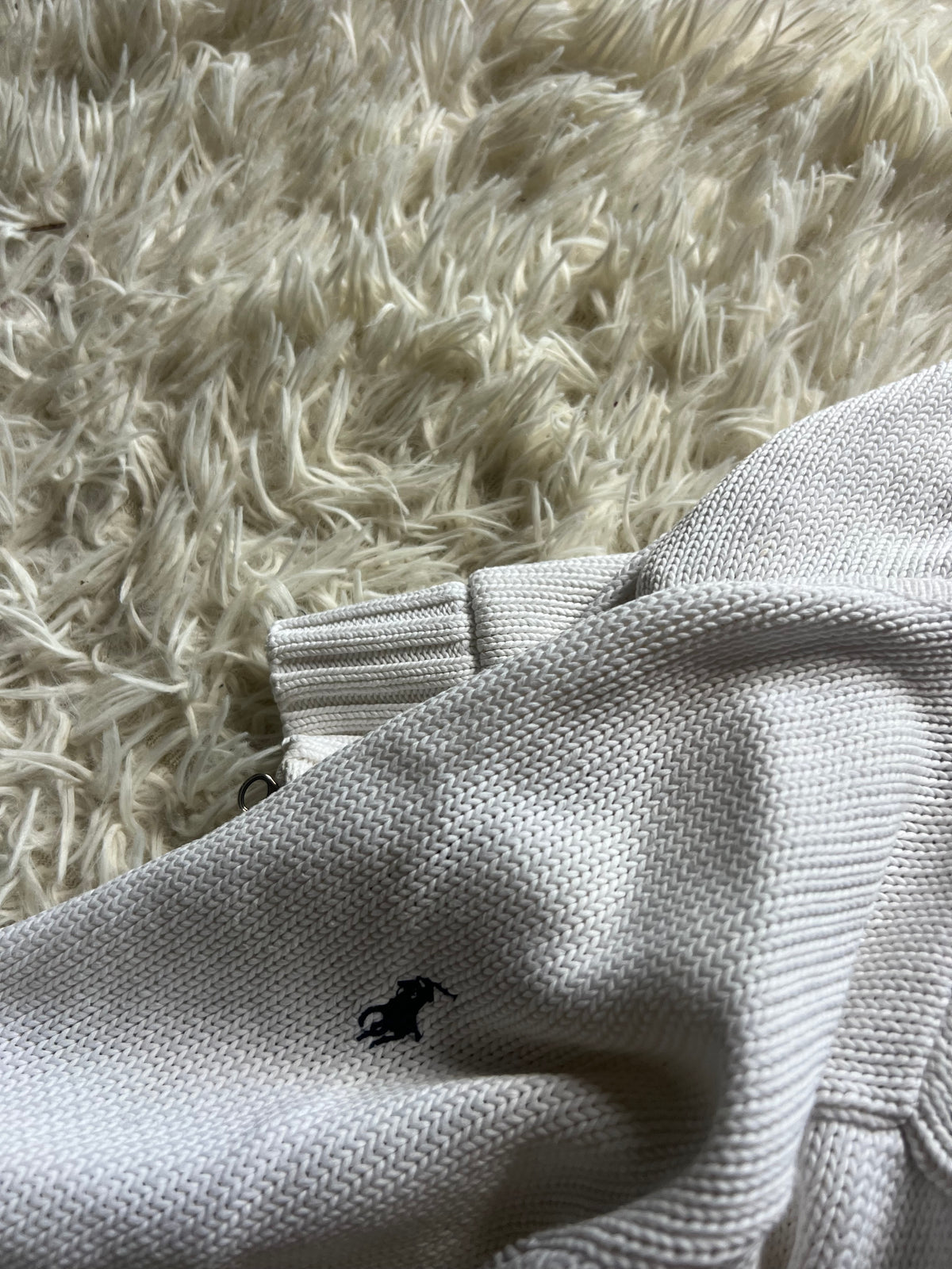 Felpa in maglia di cotone Ralph Lauren con cappuccio e zip – BIANCO (Tg. XL)