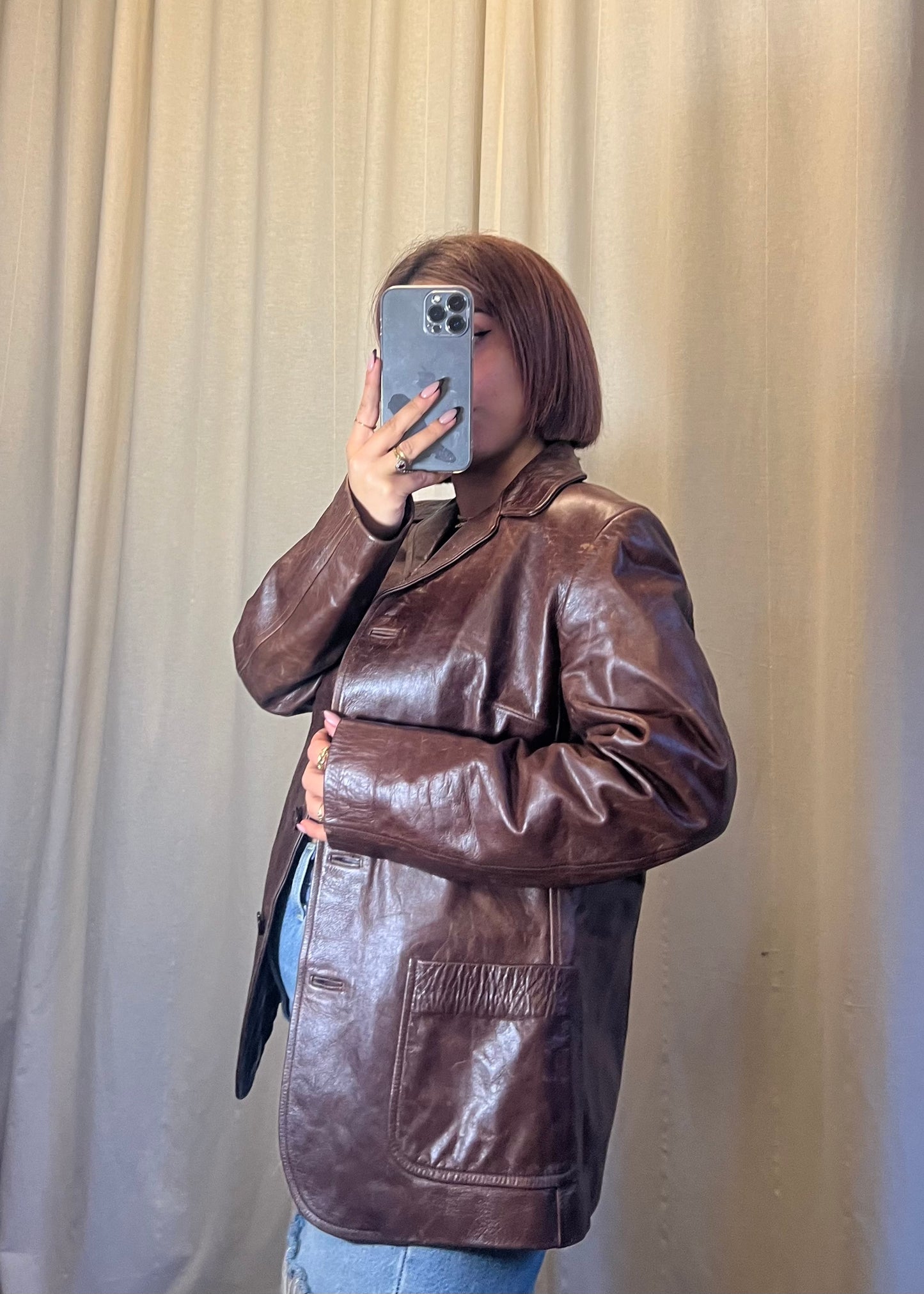 Blazer in pelle invecchiata