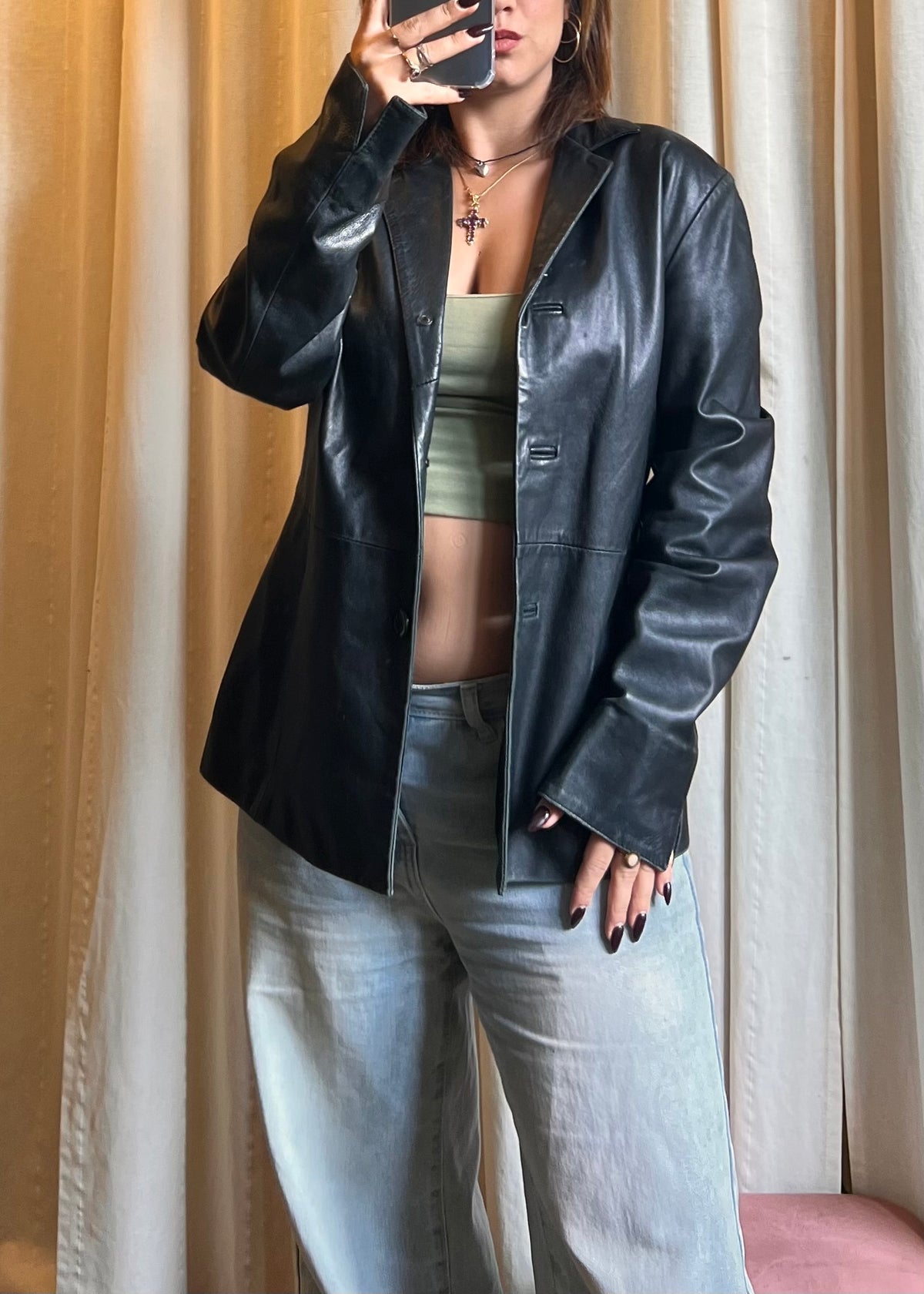 Giacca / Blazer Vintage in Vera Pelle Nera – Santa Maria del Fiore Leather