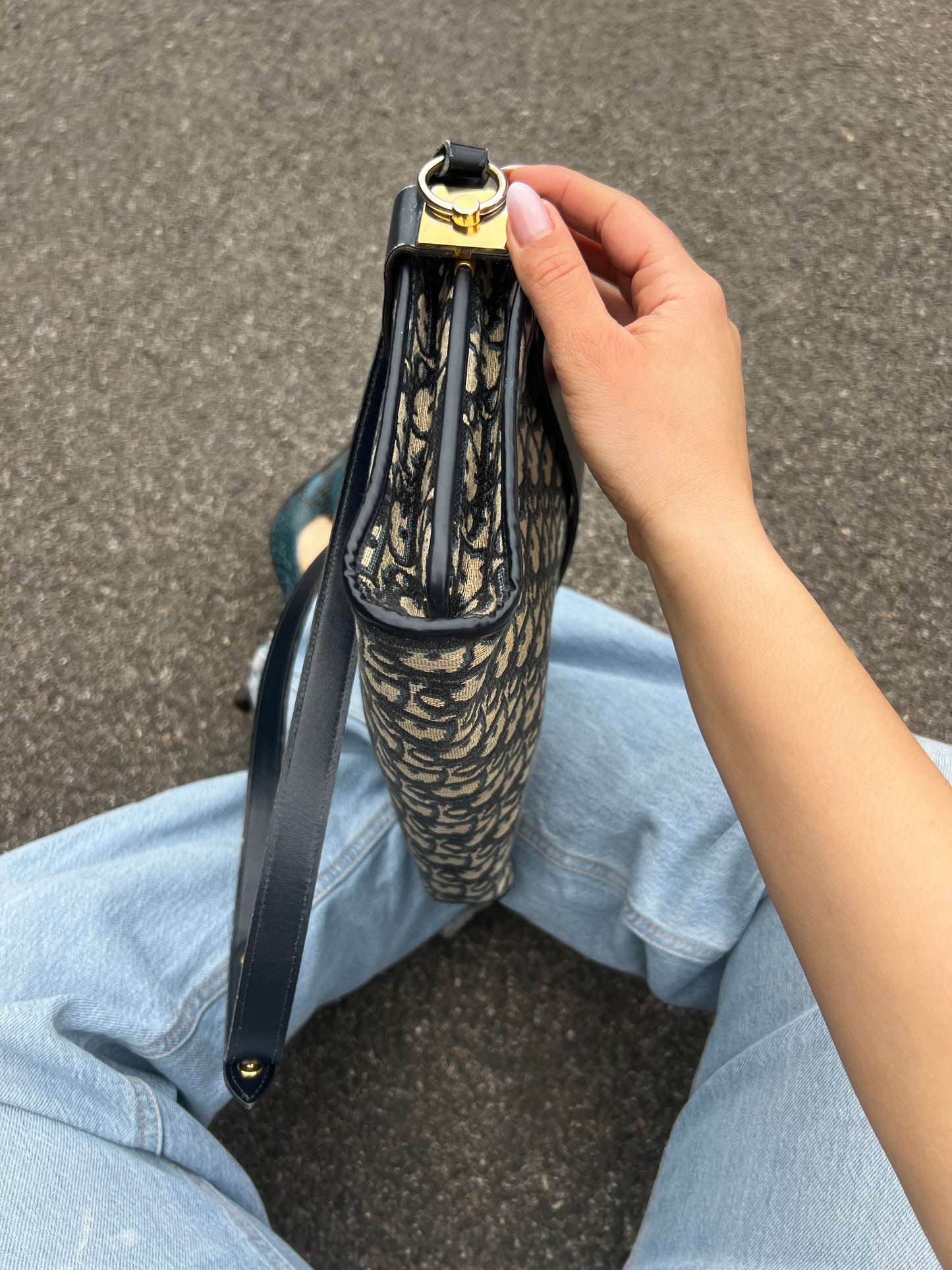 Christian Dior – Baguette Vintage 3-in-1 in Tela Oblique Blu Navy