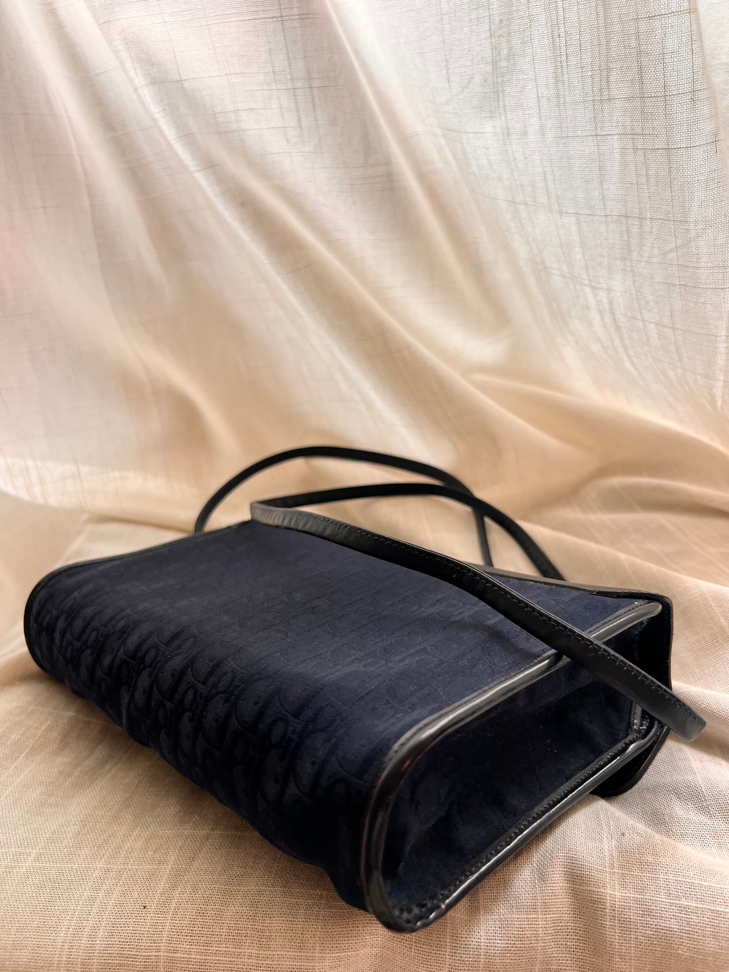 Splendida Borsa Vintage Christian Dior "Oblique" – Navy & Leather