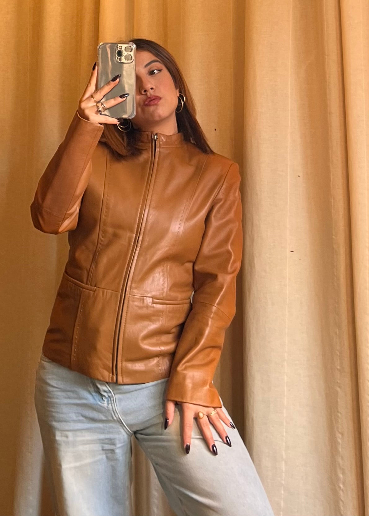 Giacca in Vera Pelle Nappa Cassani – Colore Cognac