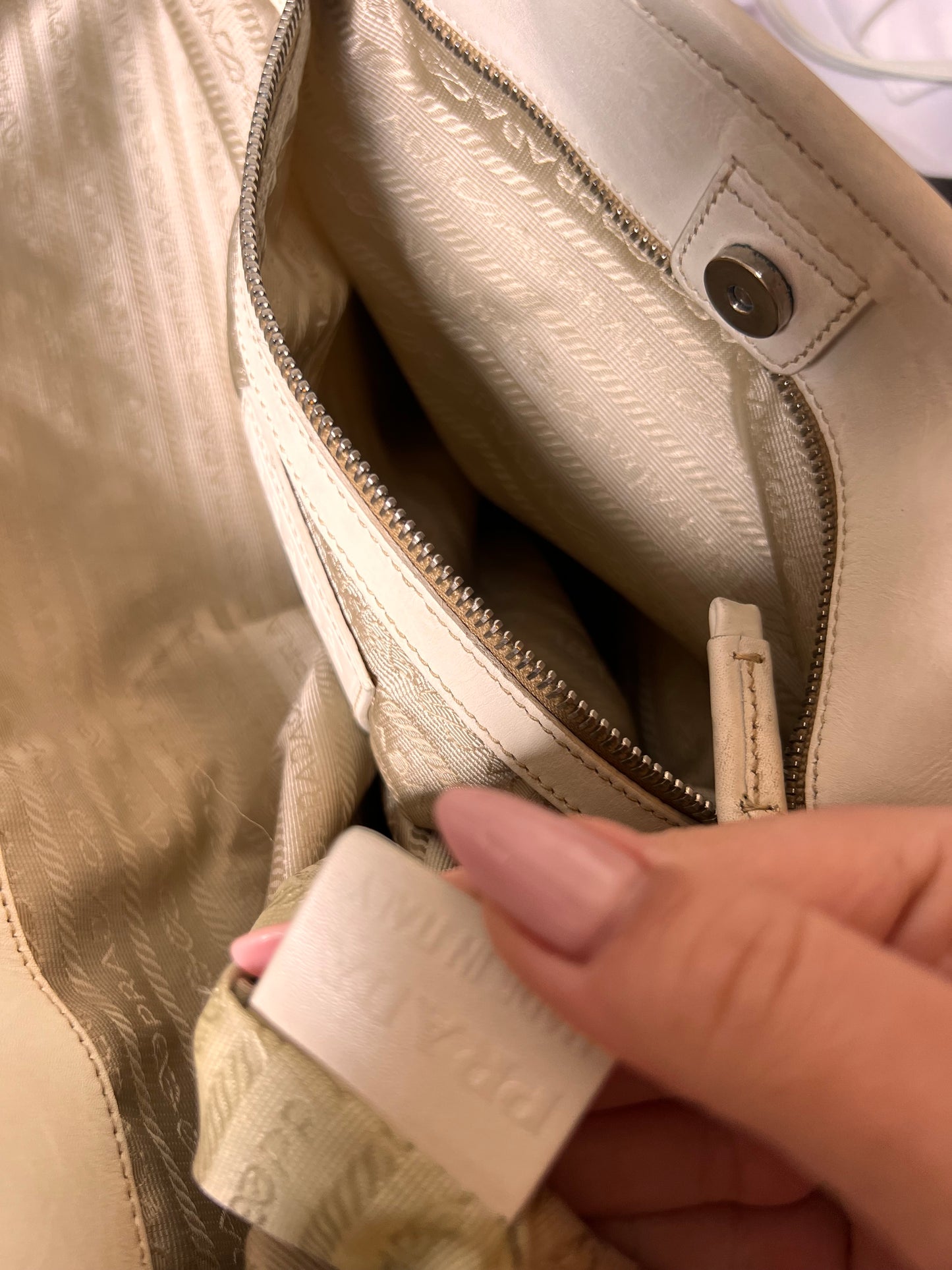 Prada Logo Jacquard Tote – Canvas & Leather