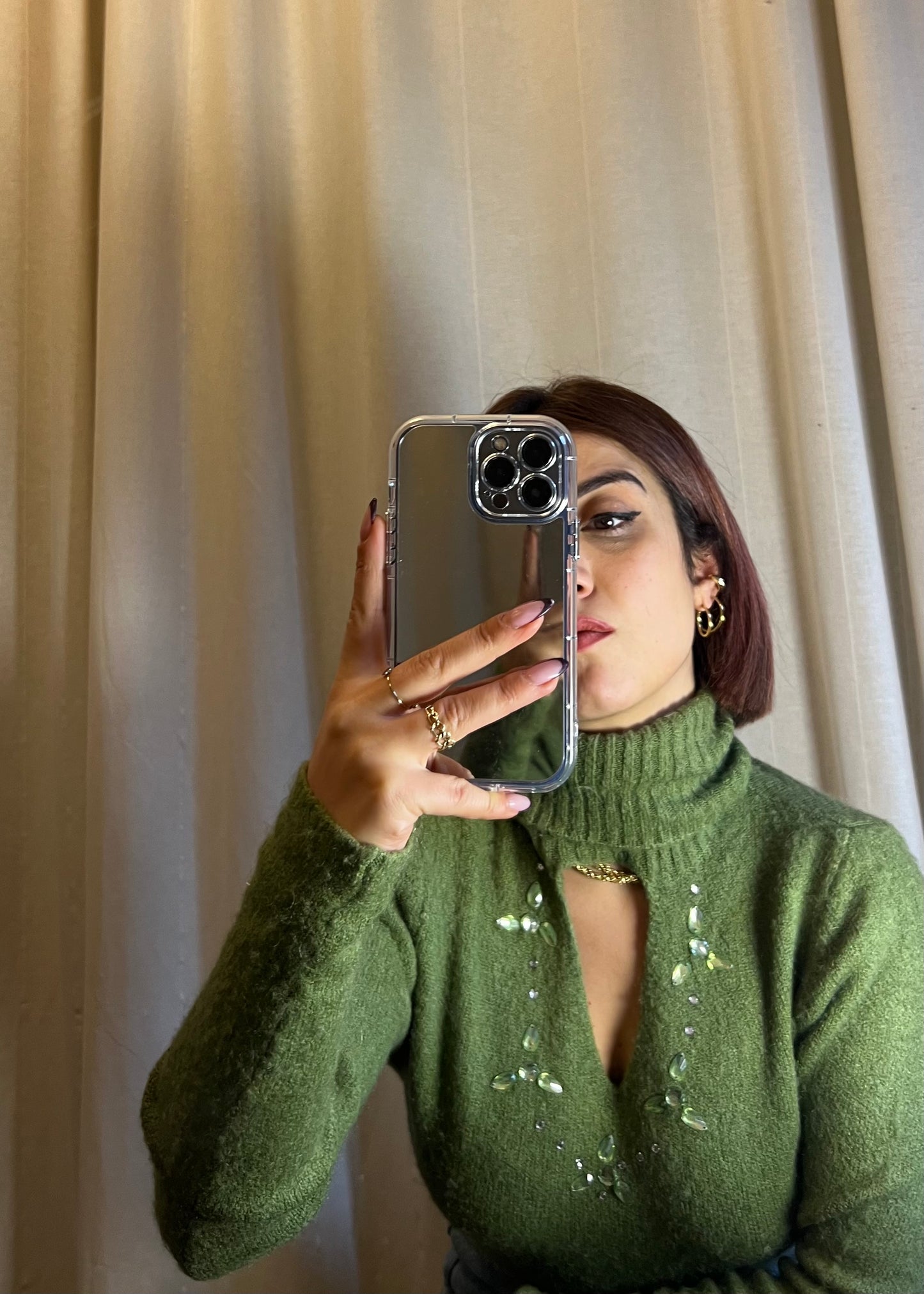 Maglione verde in lana