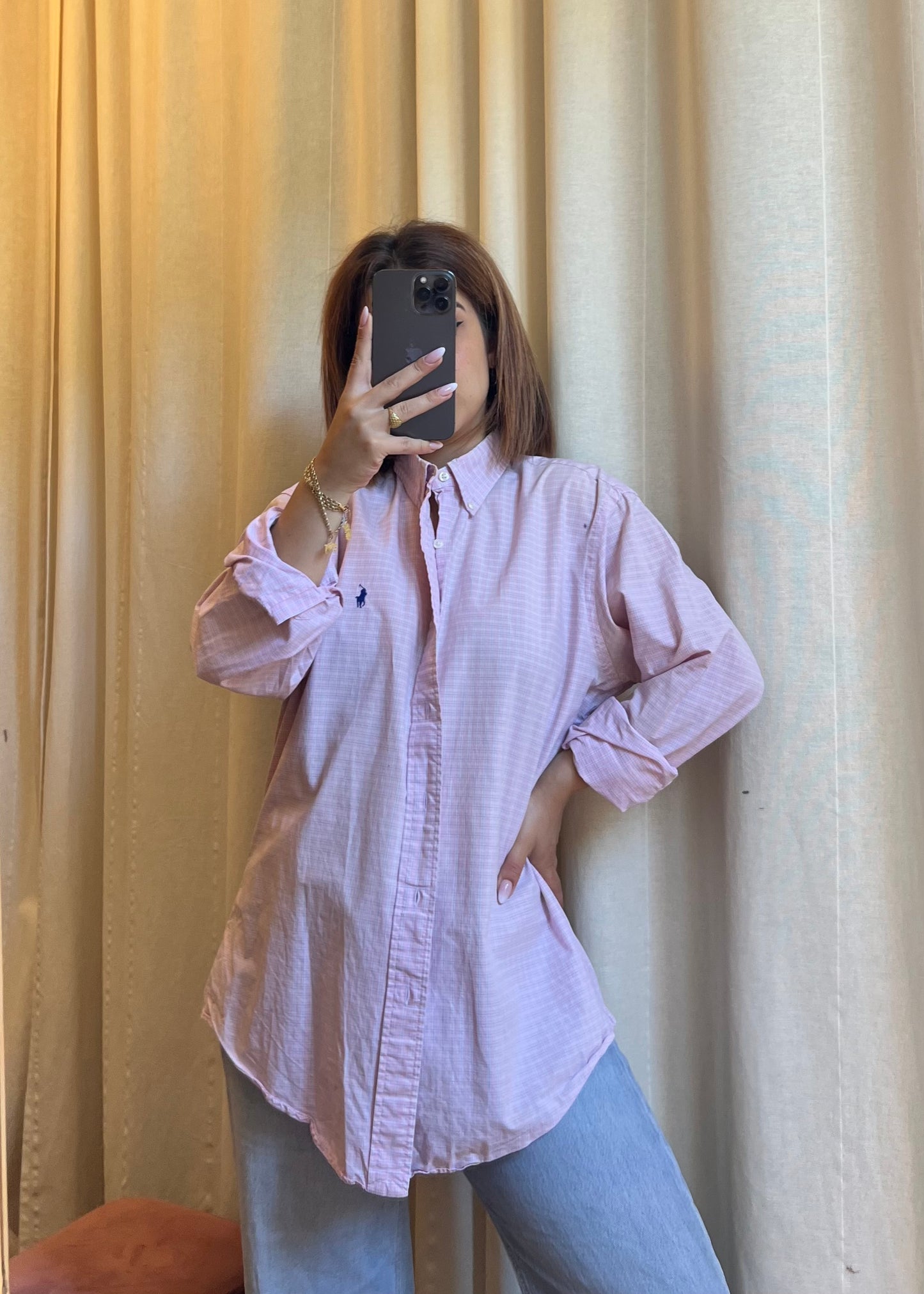 Camicia Ralph Lauren Custom Fit a quadretti rosa e azzurri – Ottimo stato