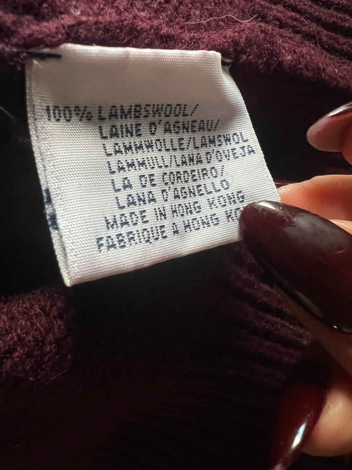 Maglione Ralph Lauren con Scollo a V in Lana d'Agnello (100% Lambswool) – Borgogna