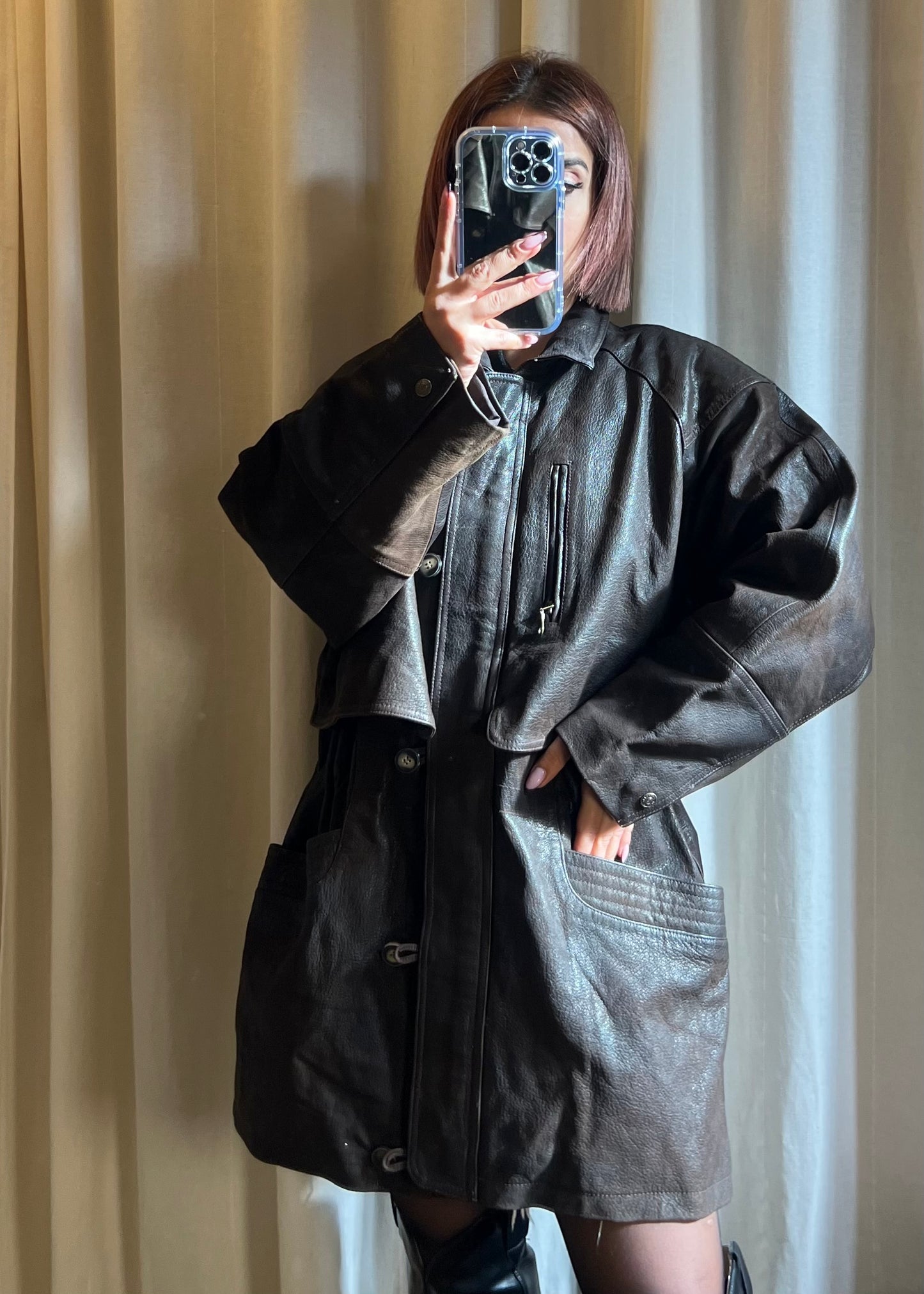 Giacca over in pelle