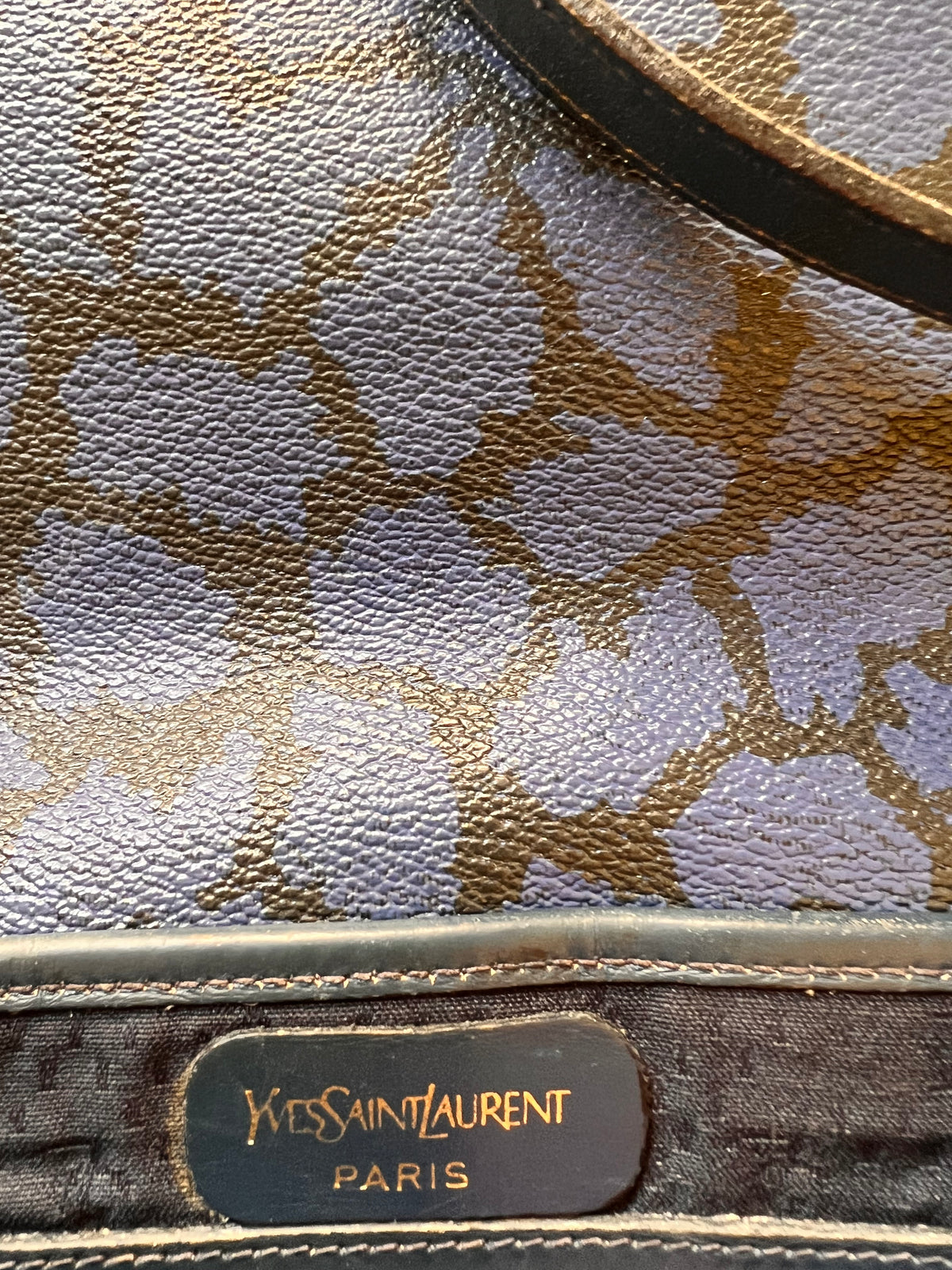 Borsa a Tracolla Vintage Yves Saint Laurent – Pattern Giraffa Blu e Nero
