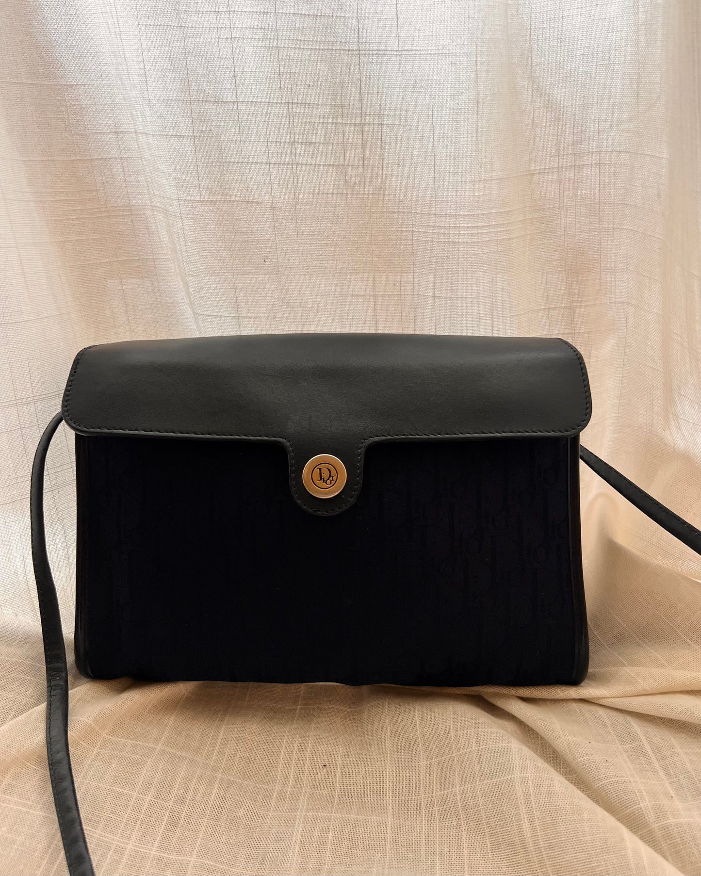 Splendida Borsa Vintage Christian Dior "Oblique" – Navy & Leather