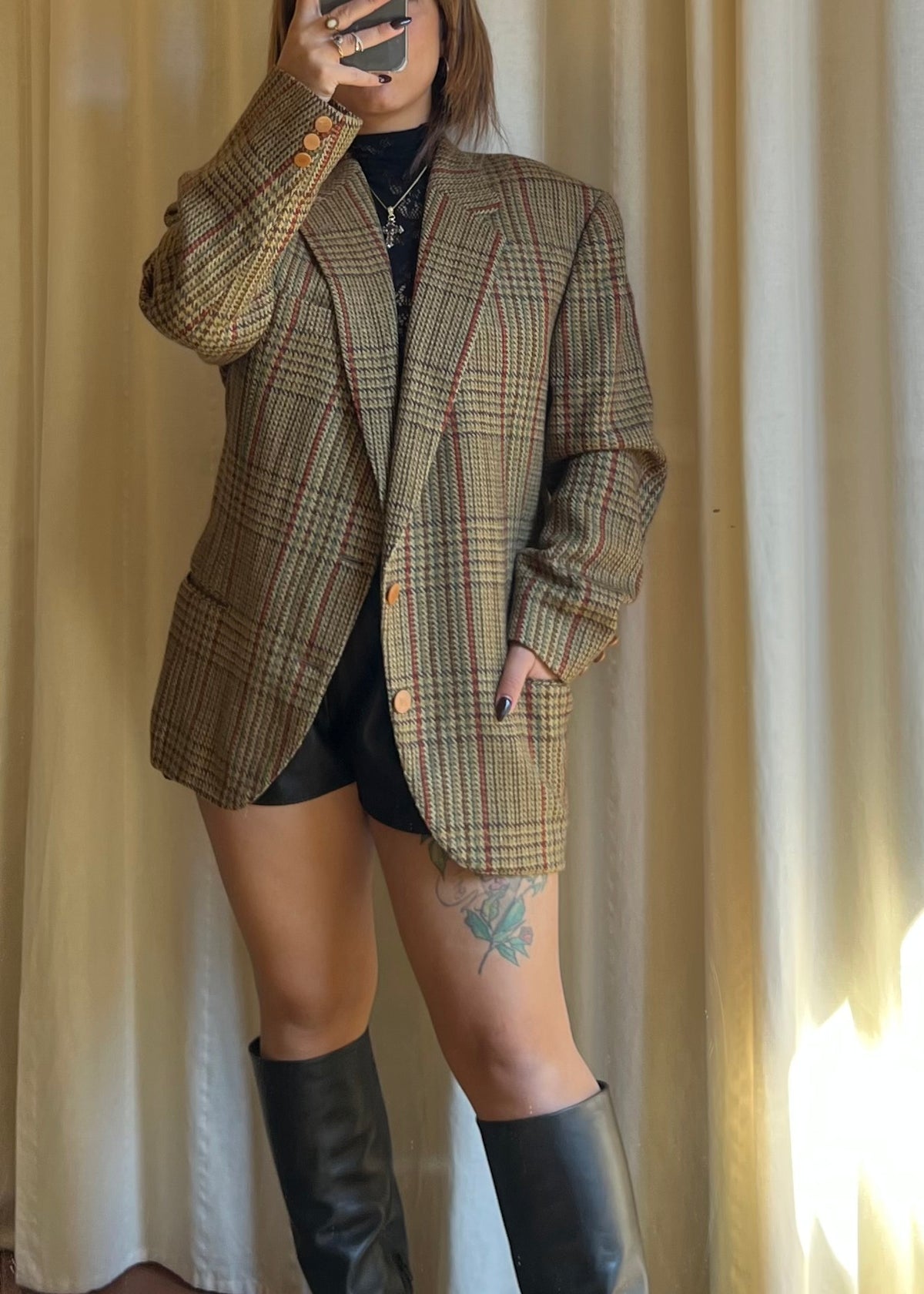 Blazer Vintage Ballantyne in Pura Lana Vergine – Trama Tweed Tartan / Prince of Wales