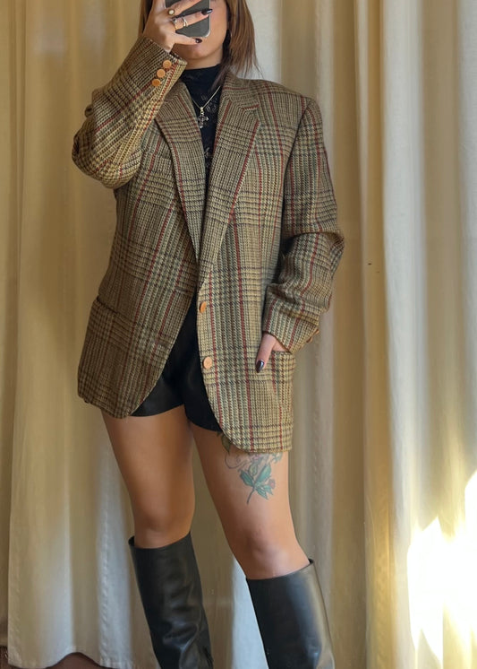 Blazer Vintage Ballantyne in Pura Lana Vergine – Trama Tweed Tartan / Prince of Wales