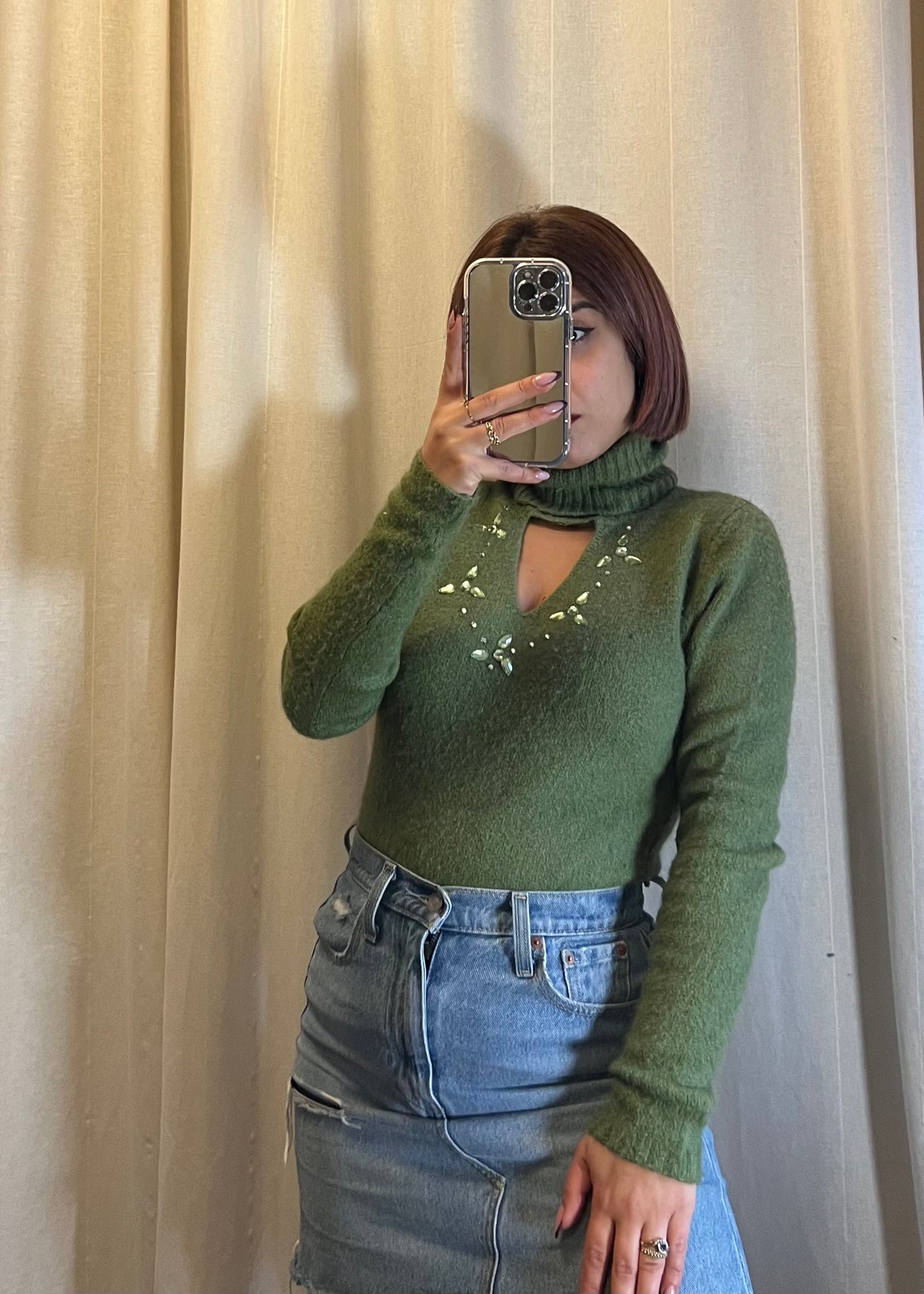 Maglione verde in lana