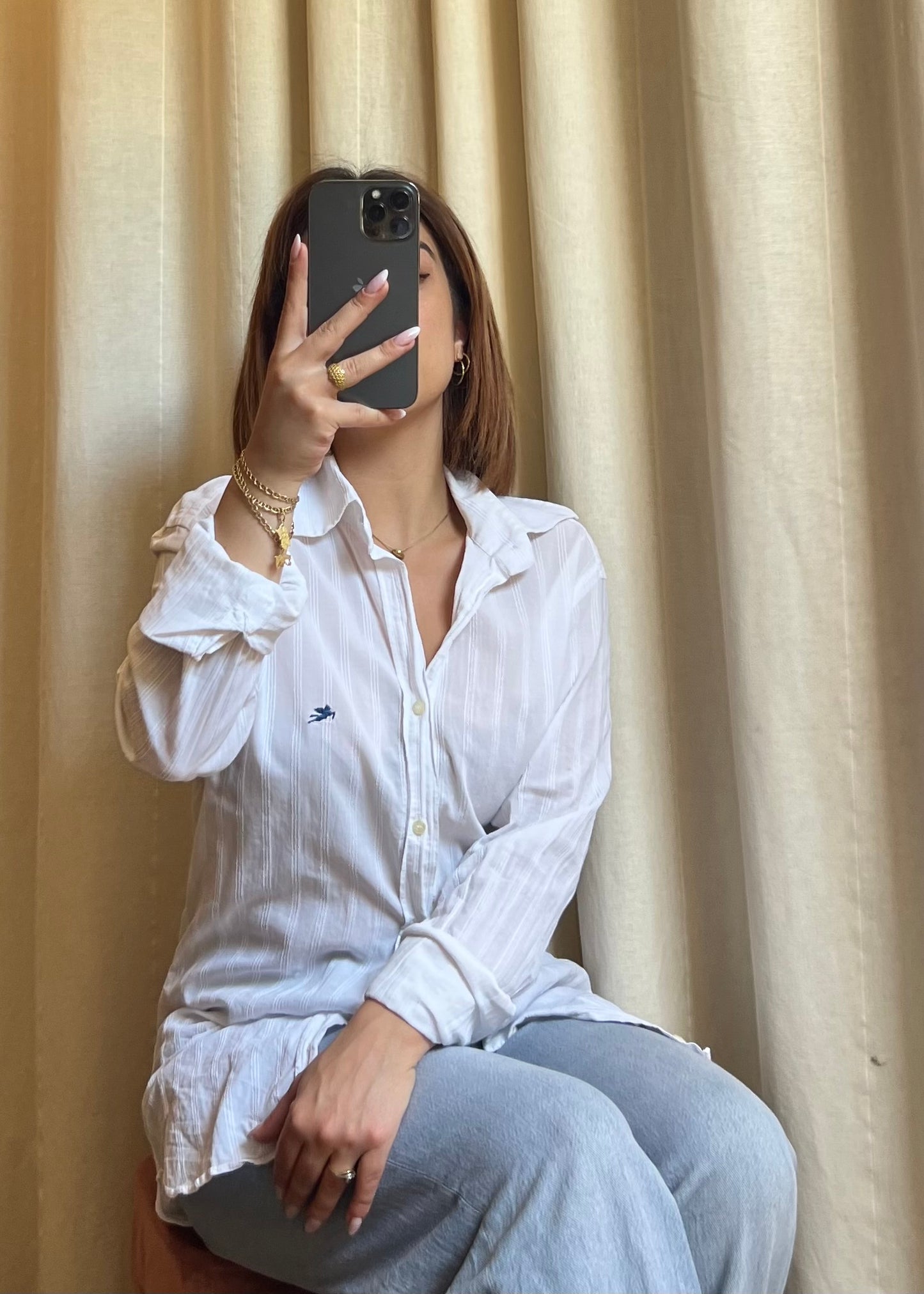Camicia Bianca Etro in Cotone con Iconico Pegaso