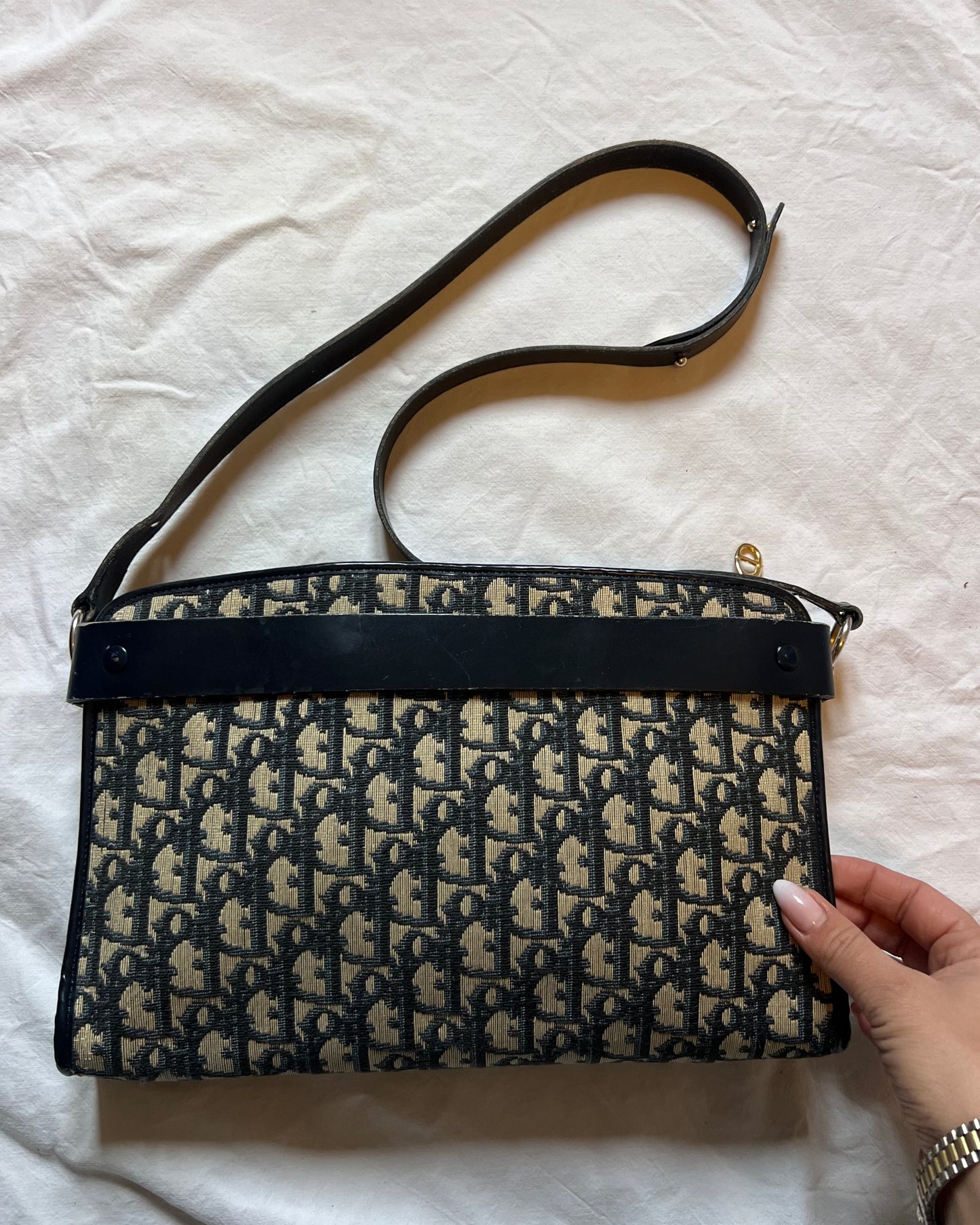 Christian Dior – Baguette Vintage 3-in-1 in Tela Oblique Blu Navy