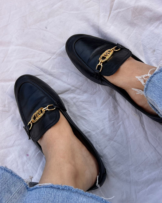 Mocassini Lauren Ralph Lauren in Pelle Nera – TG 38.5