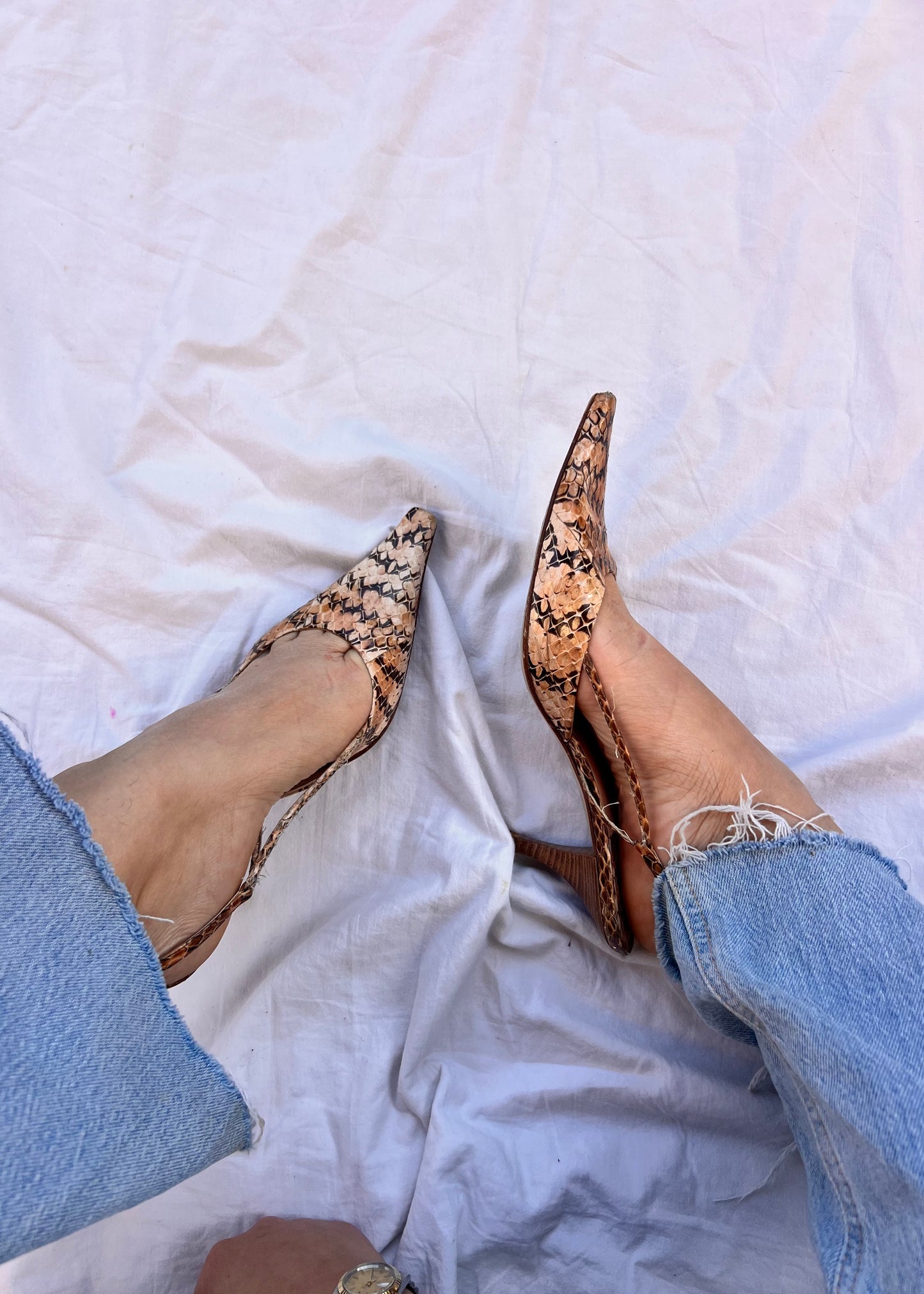 Slingback Lella Baldi in Pelle Stampa Pitone – Made in Italy