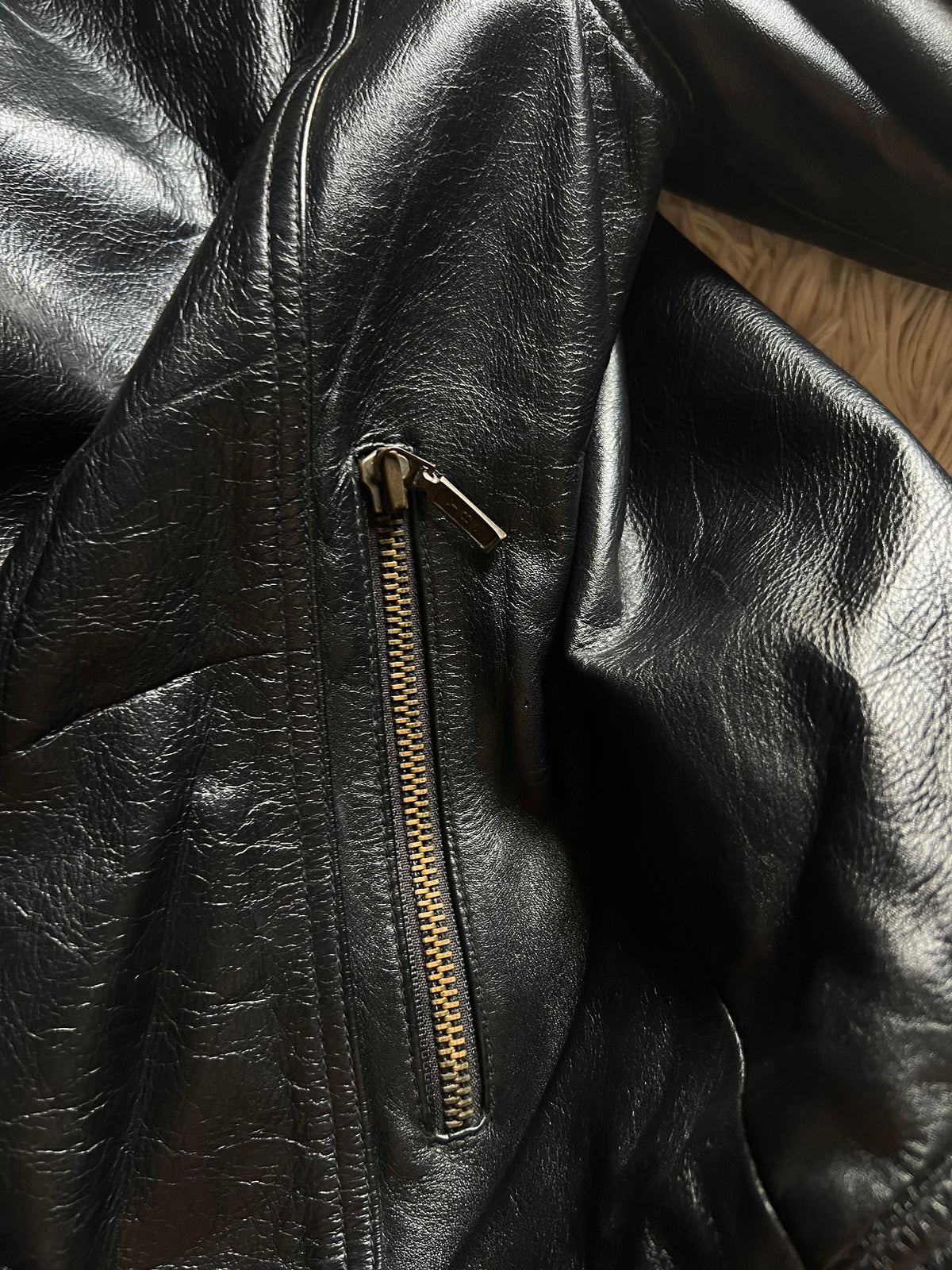 Giacca / Biker in Vera Pelle Nera – Taglia S (Donna)