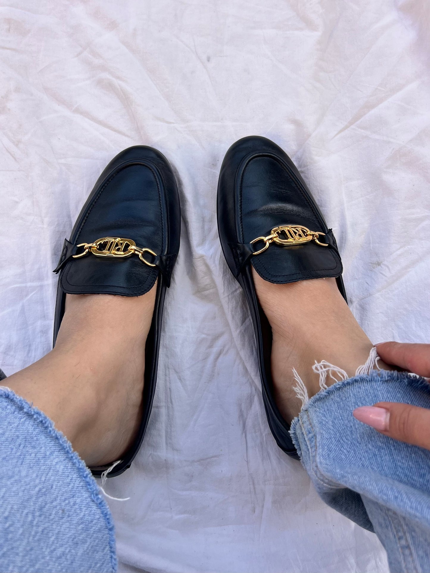 Mocassini Lauren Ralph Lauren in Pelle Nera – TG 38.5