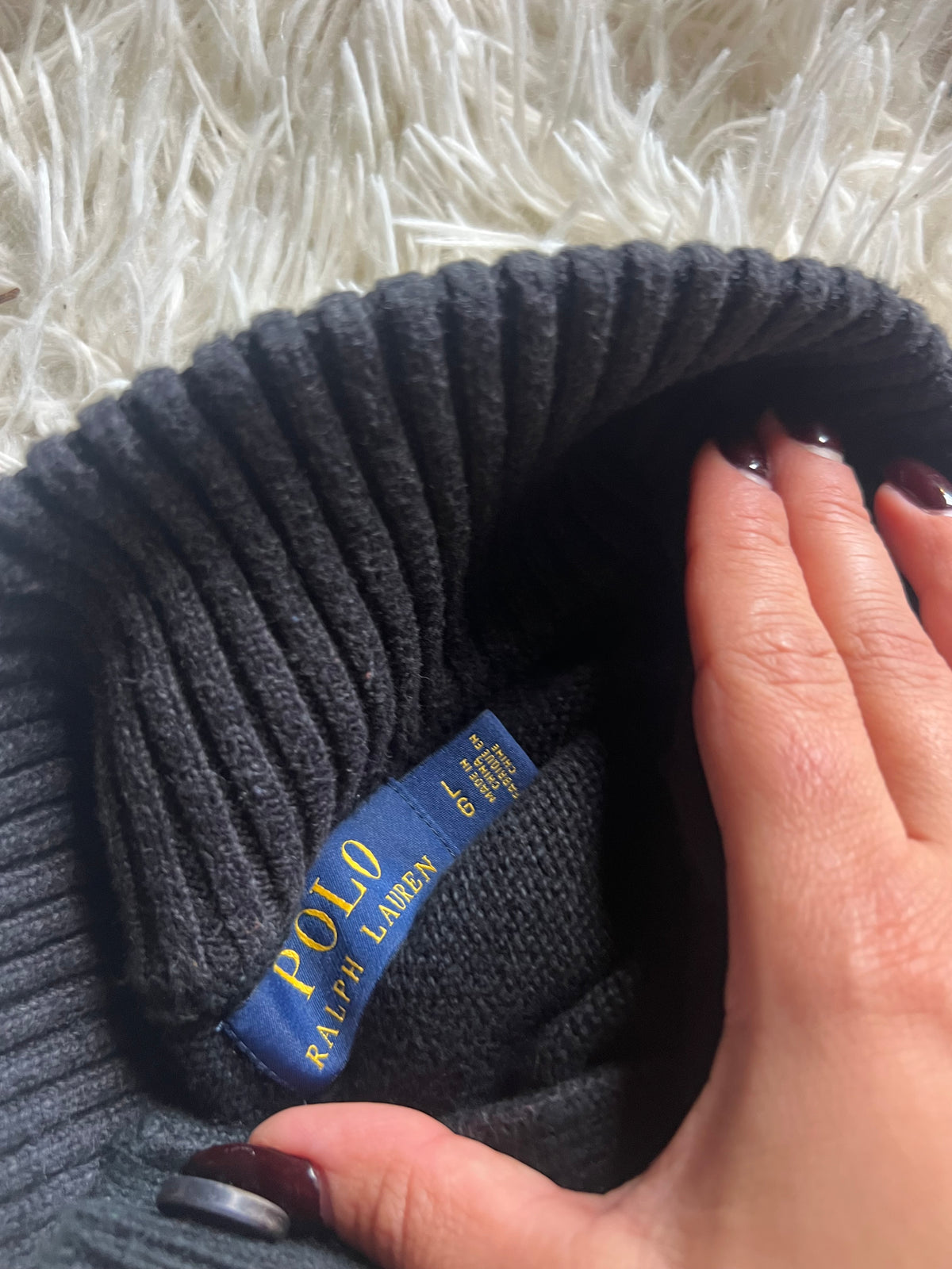 Maglione Polo Ralph Lauren con Collo Alto a Bottoni – Nero