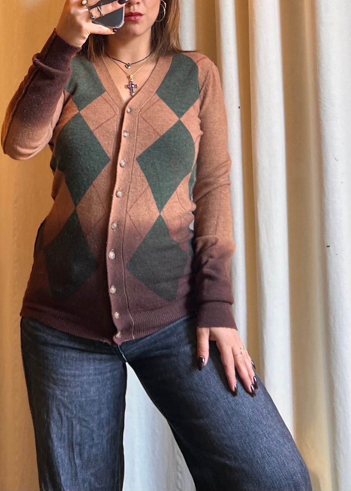 Cardigan D&G Dolce & Gabbana Vintage | Sfumato e Motivo a Rombi (Argyle)