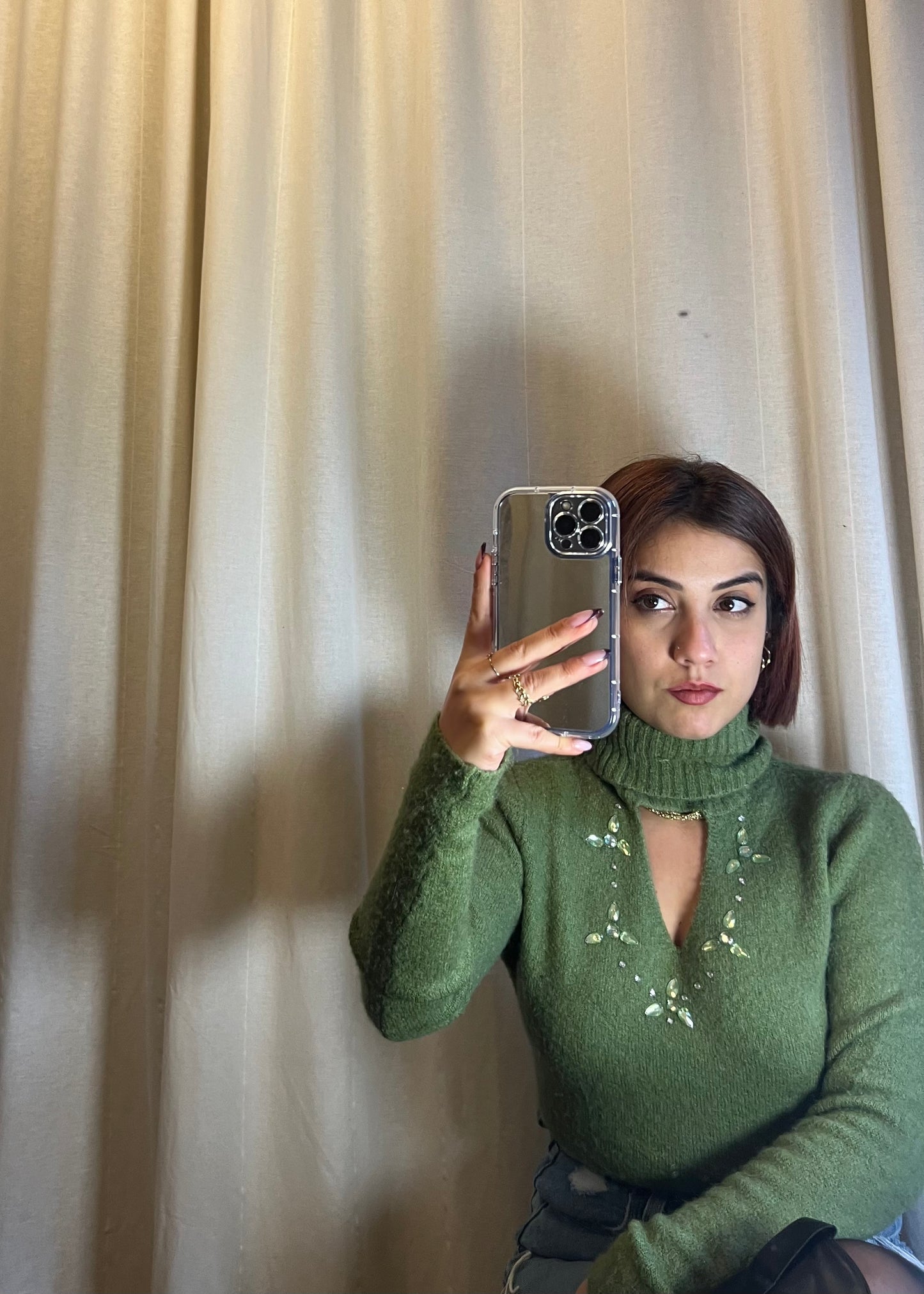 Maglione verde in lana