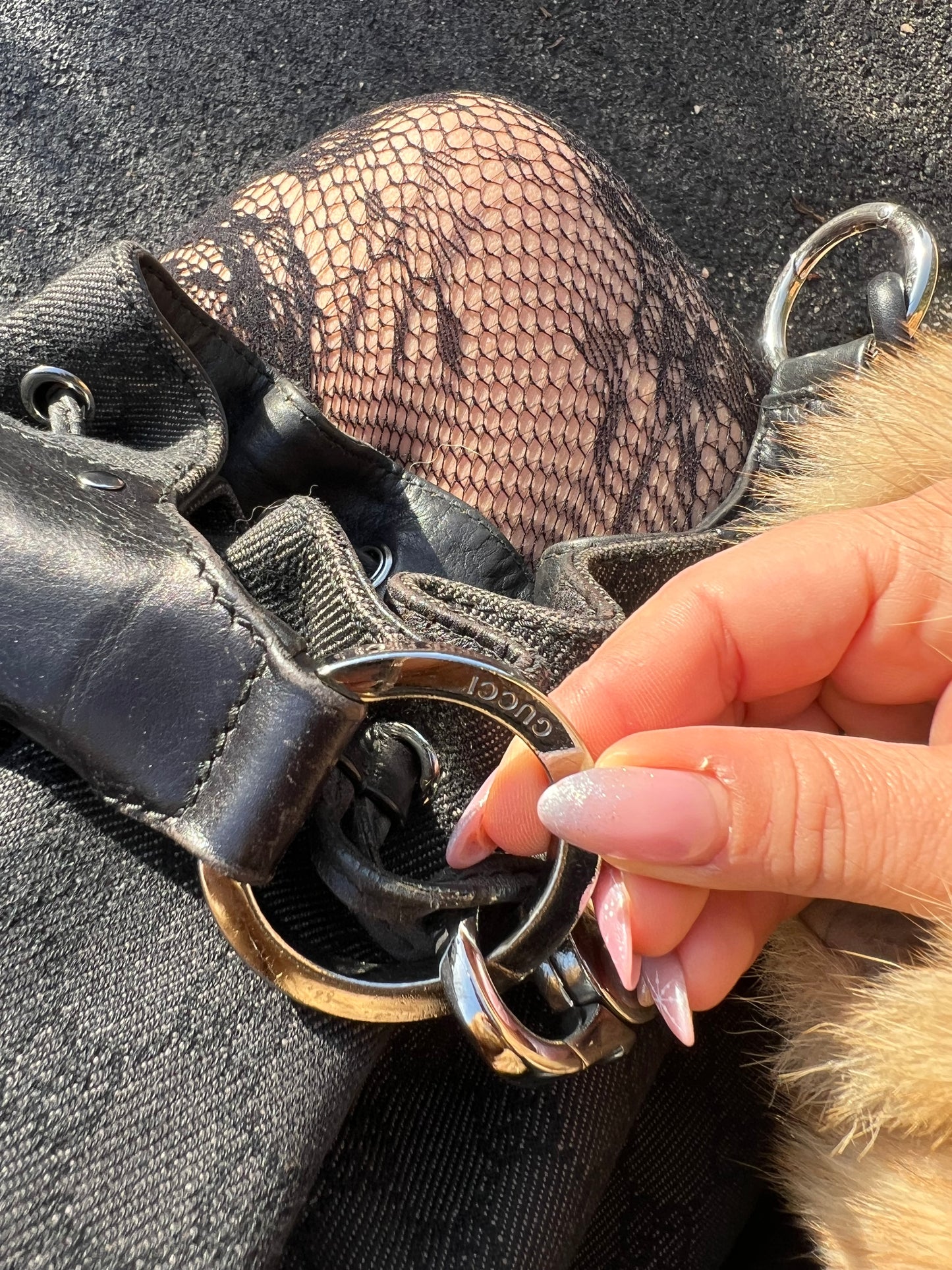 Secchiello gucci in monogram denim