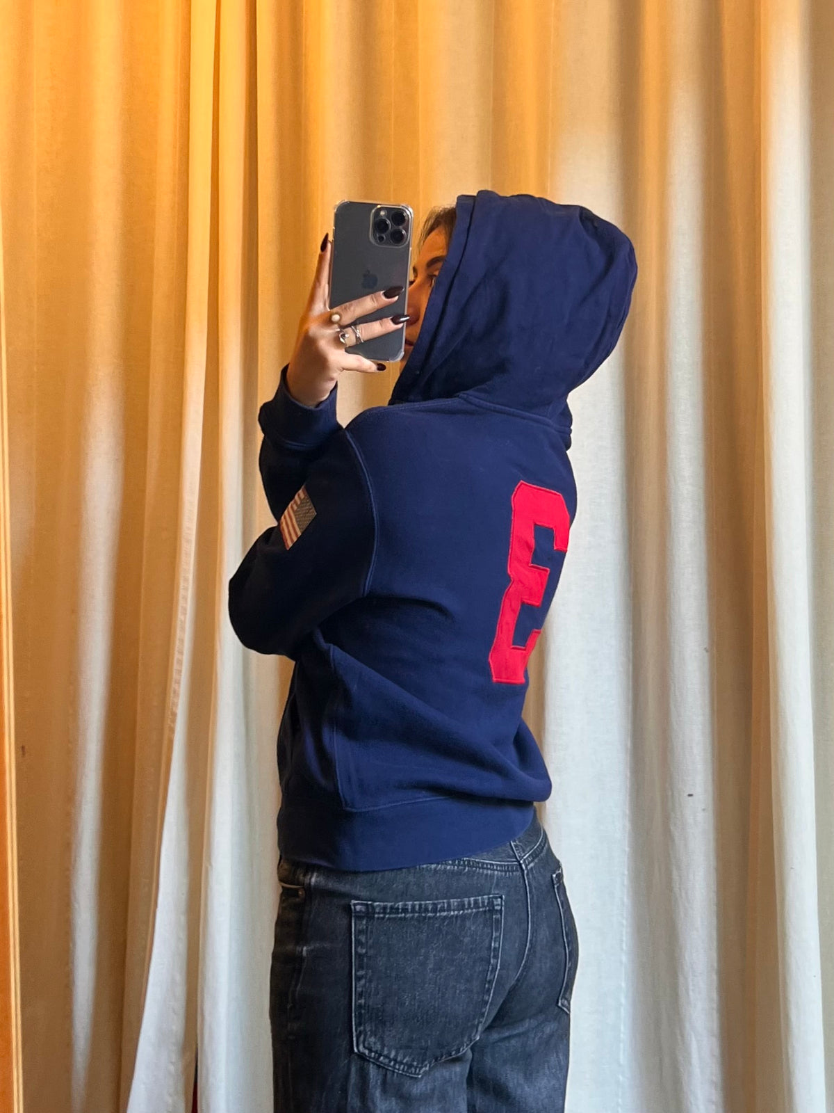 Felpa con Cappuccio Polo Ralph Lauren Blu Navy con Zip e Grafiche