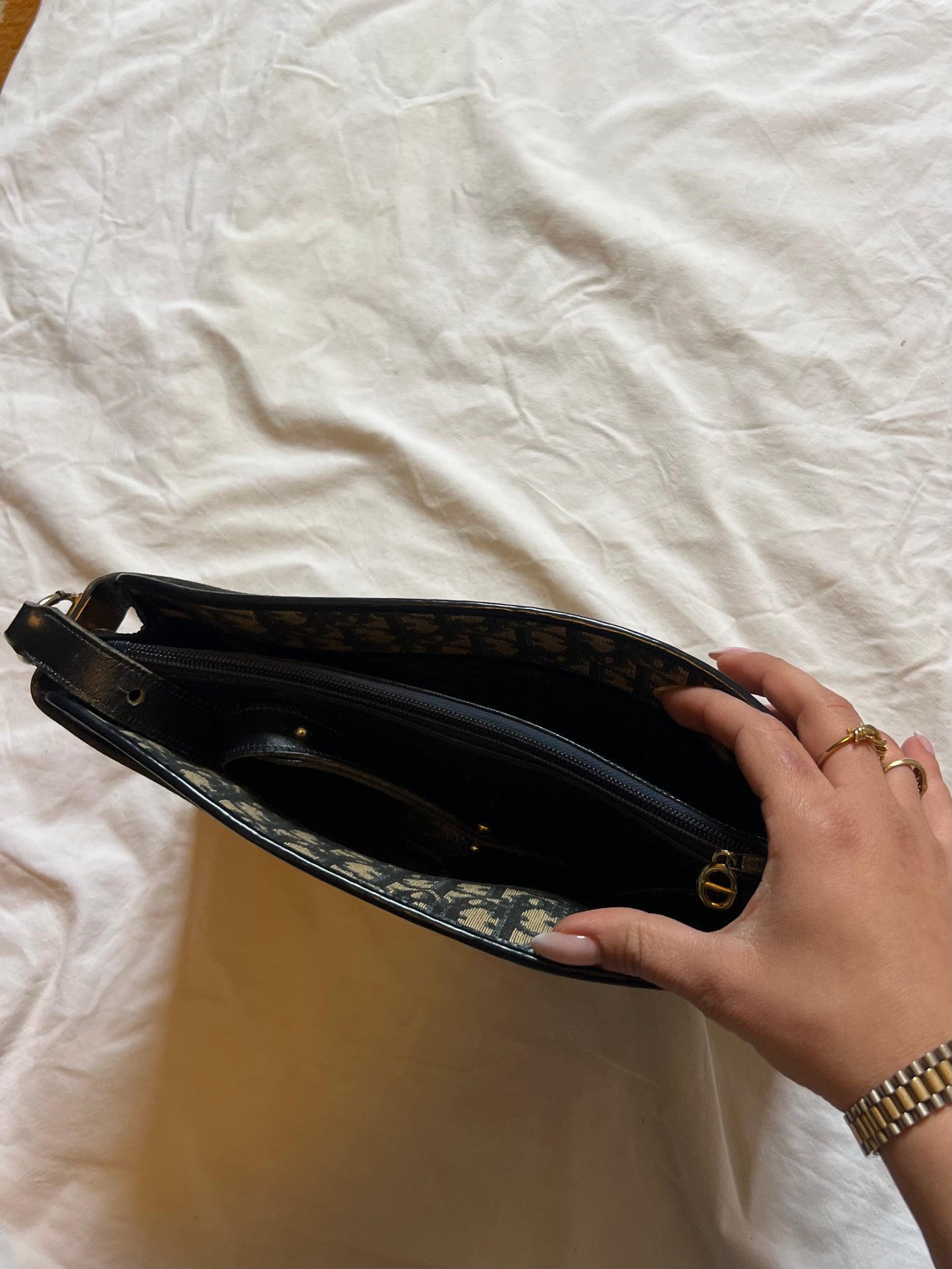 Christian Dior – Baguette Vintage 3-in-1 in Tela Oblique Blu Navy