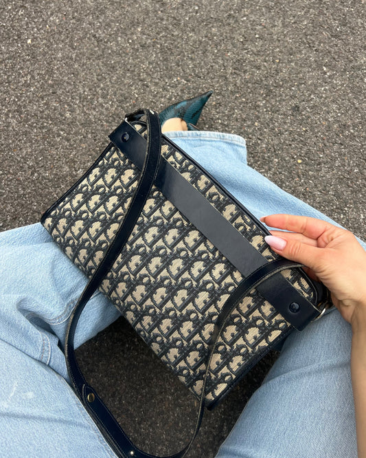 Christian Dior – Baguette Vintage 3-in-1 in Tela Oblique Blu Navy