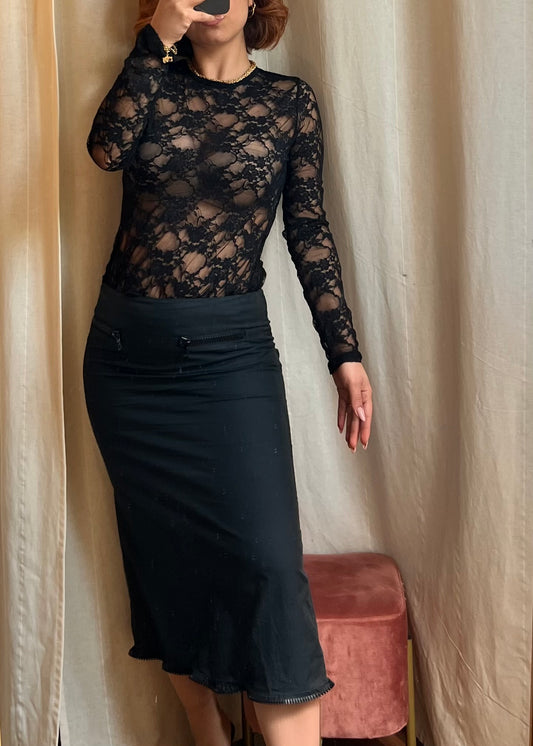 Miu Miu – Gonna Longuette Tecnica con Dettagli Zip (Vintage/Archivio)