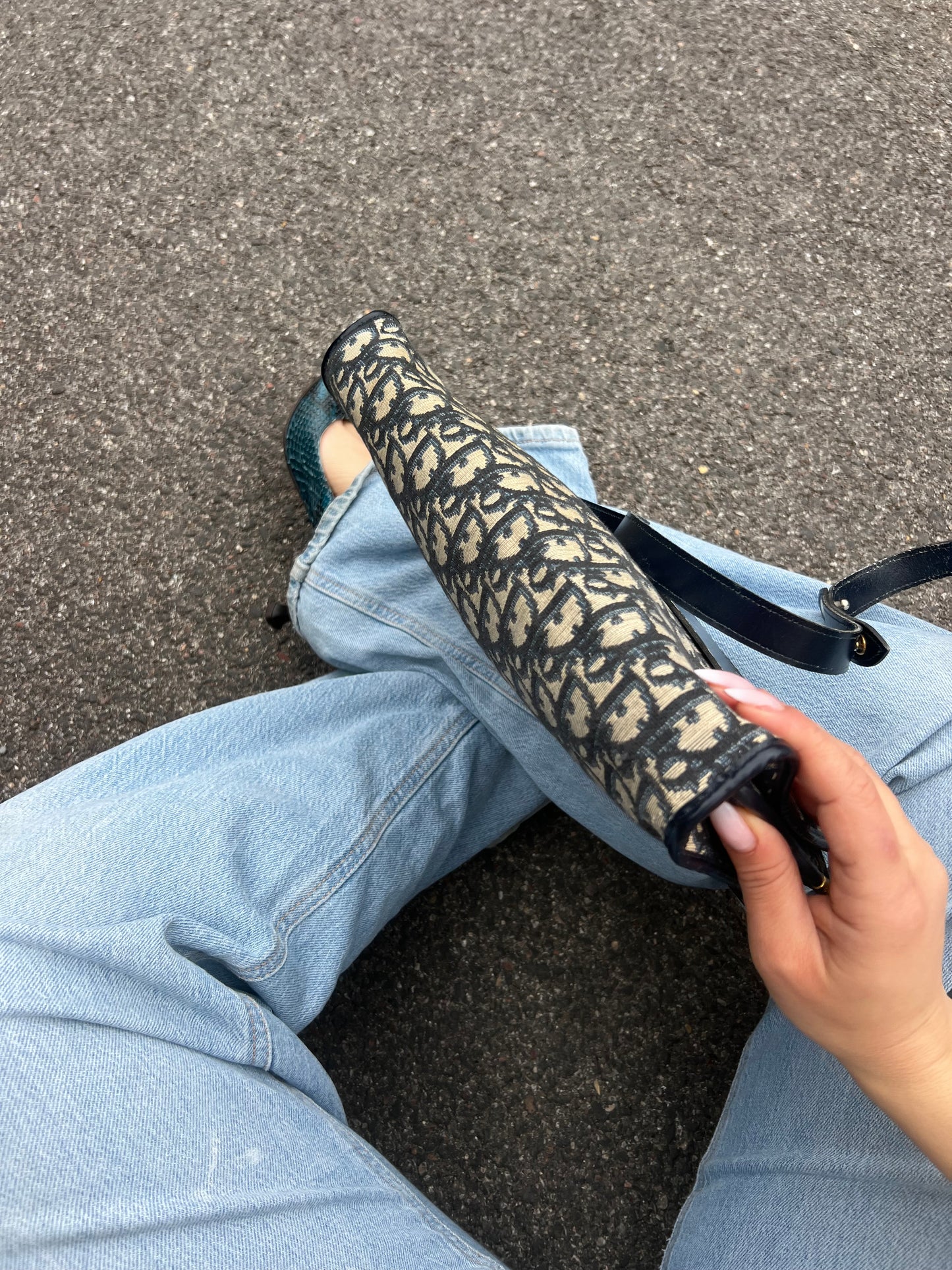Christian Dior – Baguette Vintage 3-in-1 in Tela Oblique Blu Navy