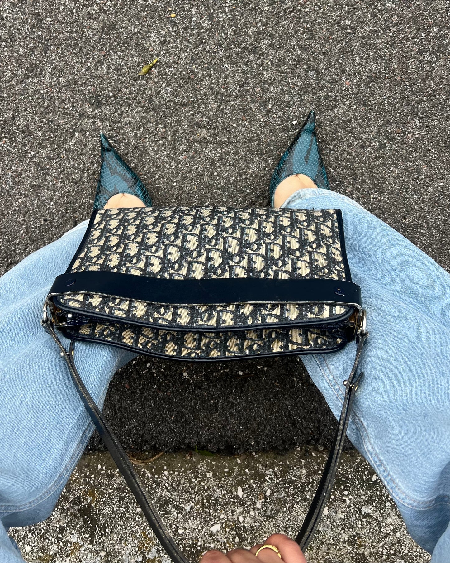 Christian Dior – Baguette Vintage 3-in-1 in Tela Oblique Blu Navy