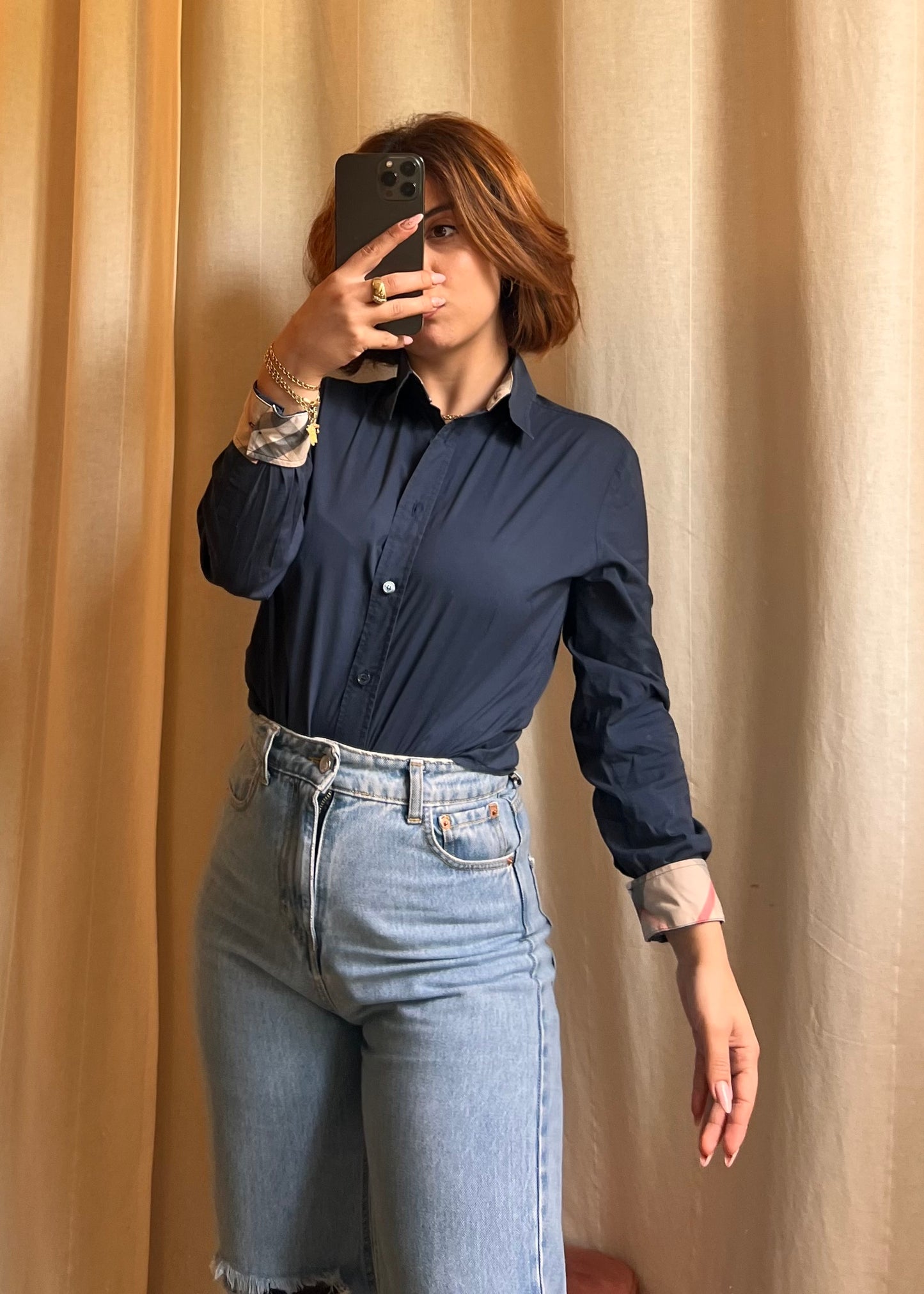 Camicia Burberry London - Blu Navy con Dettagli Nova Check
