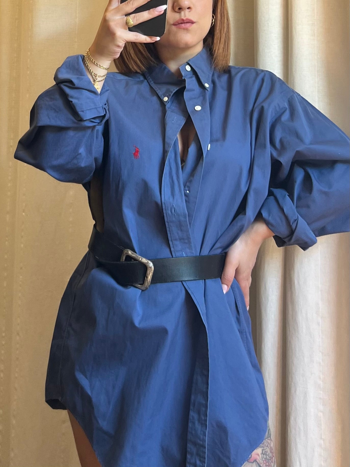 Polo Ralph Lauren camicia oversize in cotone blu