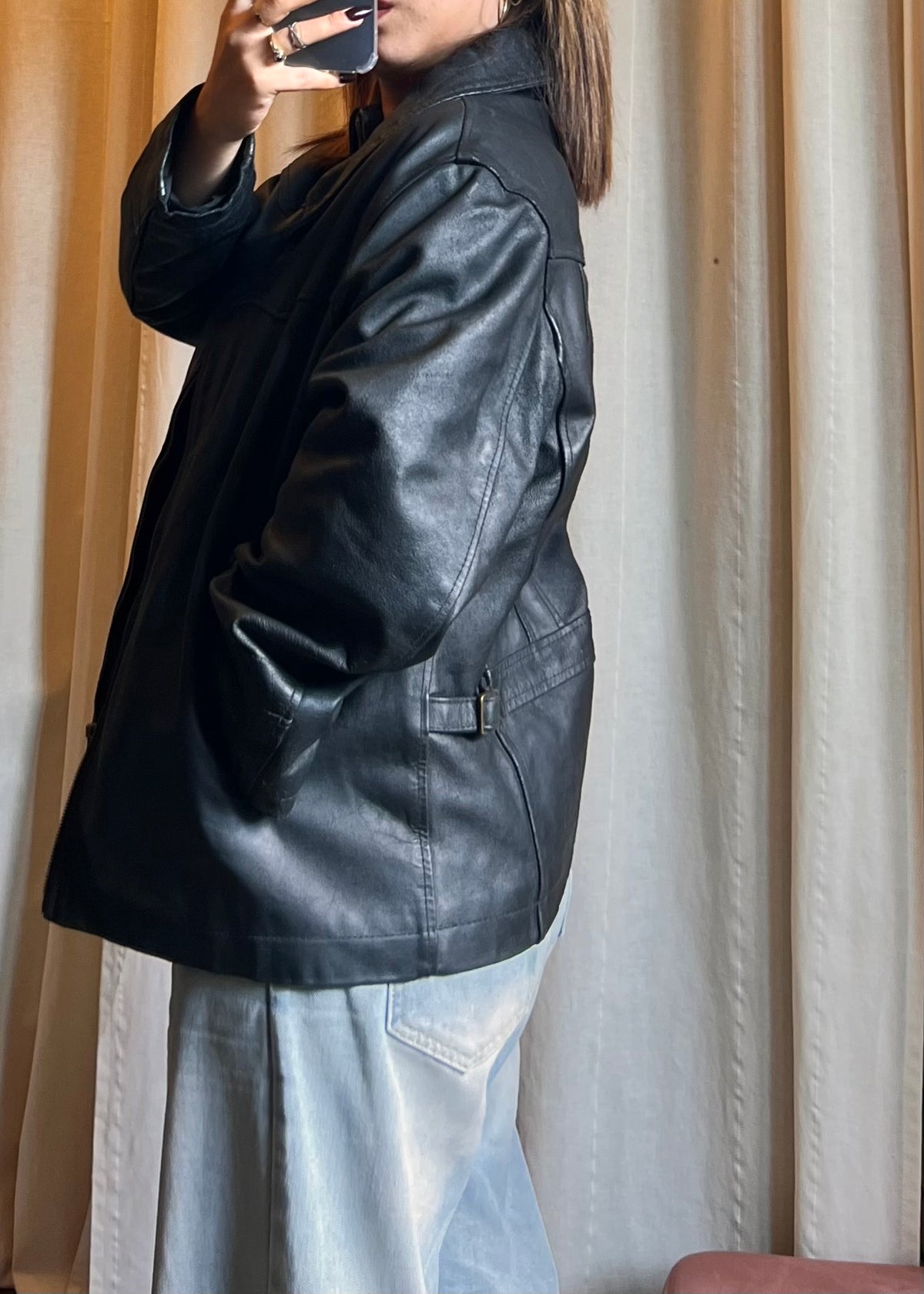 Giacca Vintage in Vera Pelle Nera - Made in Italy