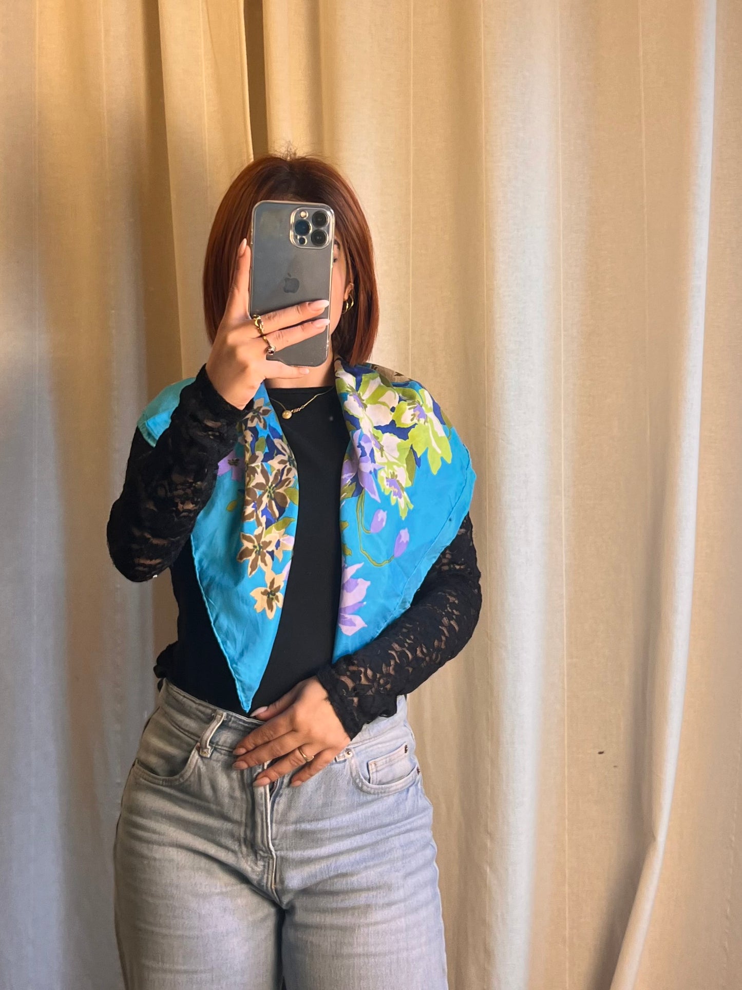 Foulard Christian Dior in Seta – Carré Floreale "Vibrant Bloom" (76x76)