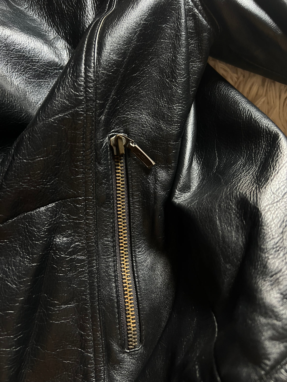 Giacca / Biker in Vera Pelle Nera – Taglia S (Donna)