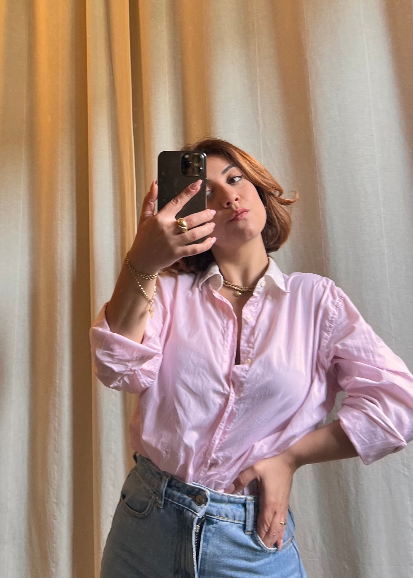Camicia Vintage Yves Saint Laurent – Rosa a Righe Sottili