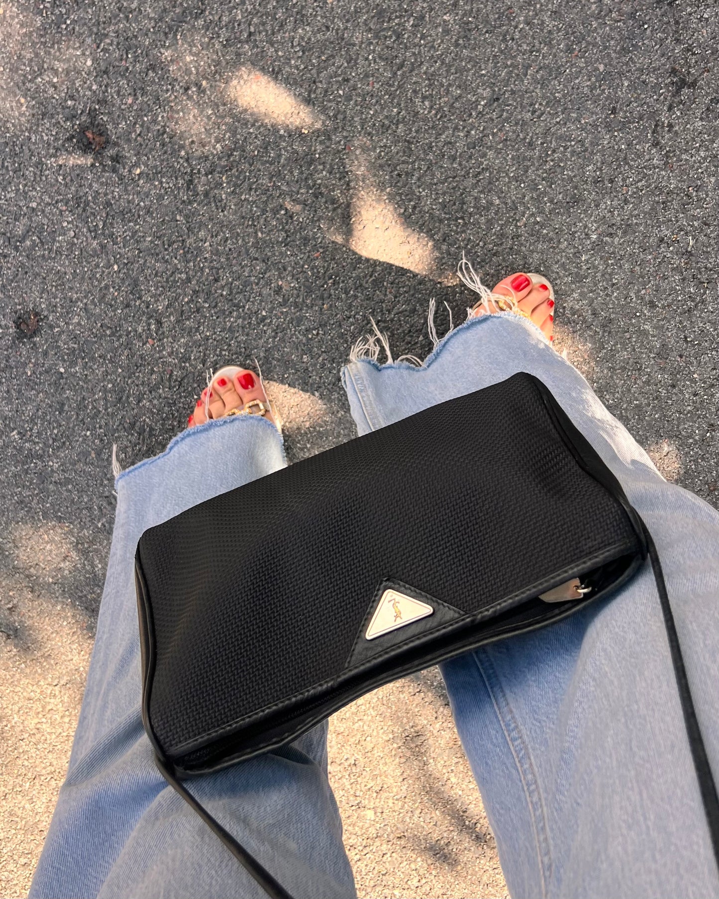 Borsa a spalla Yves Saint Laurent Vintage - Tessuto Testurizzato Nero