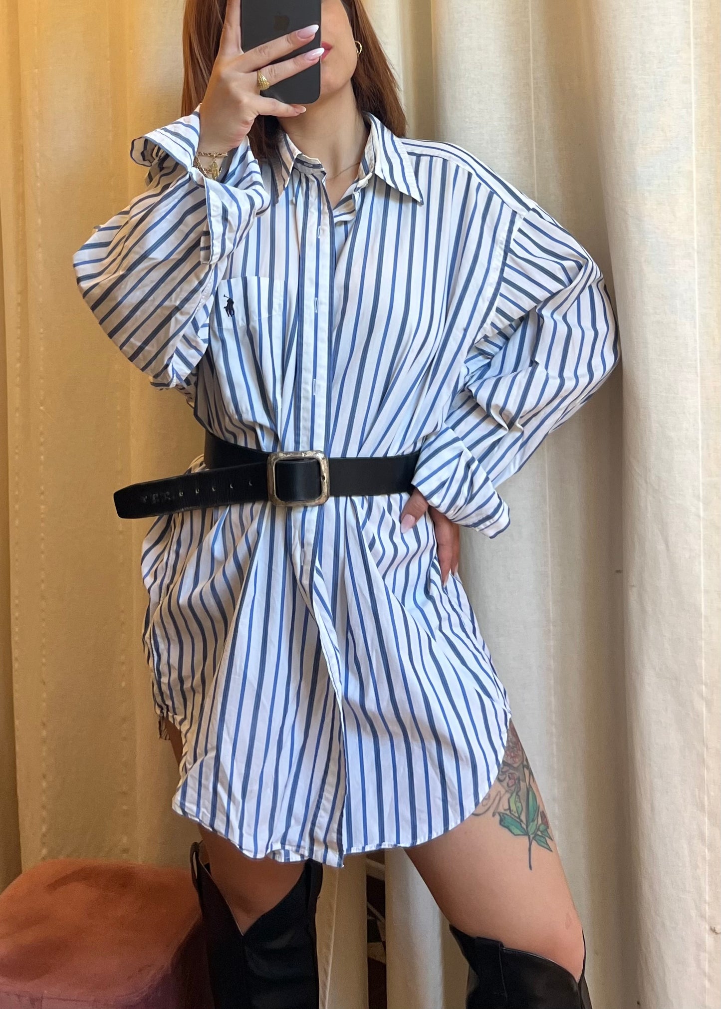Camicia Vintage Polo Ralph Lauren "Blaire" – Righe Bianco e Blu