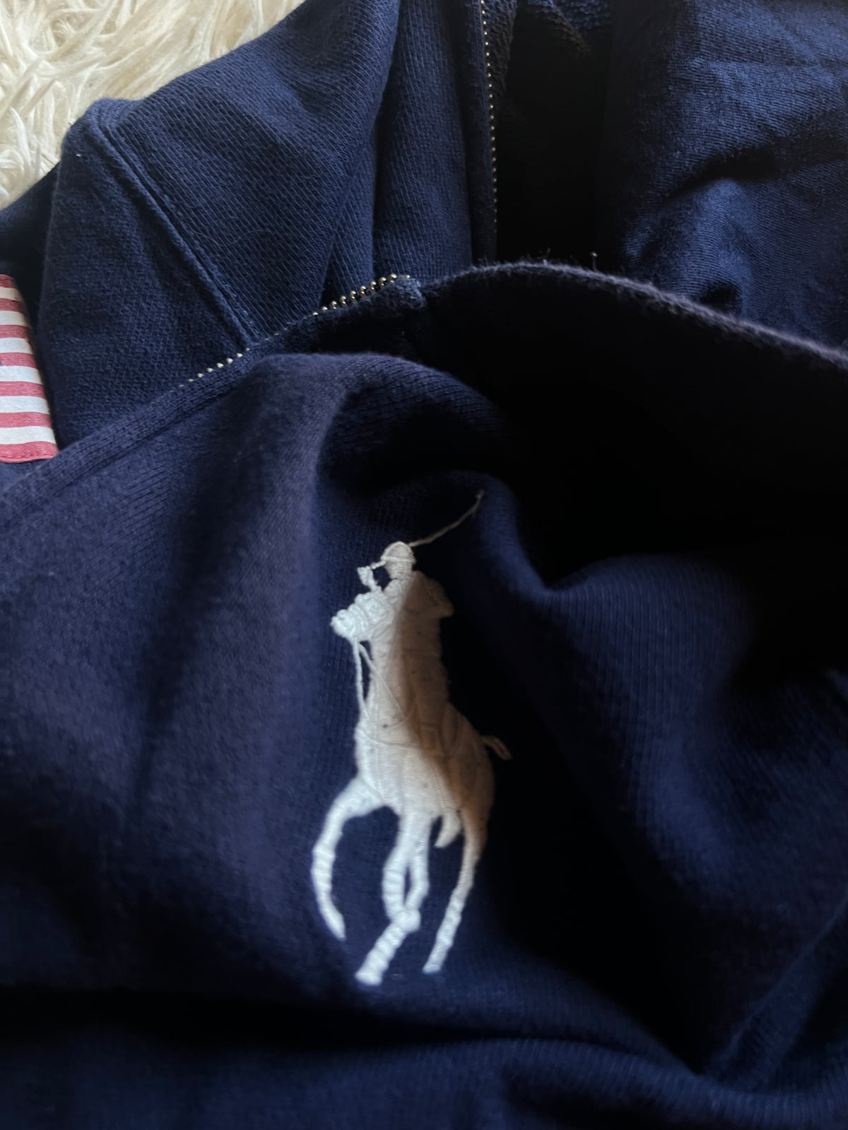 Felpa con Cappuccio Polo Ralph Lauren Blu Navy con Zip e Grafiche