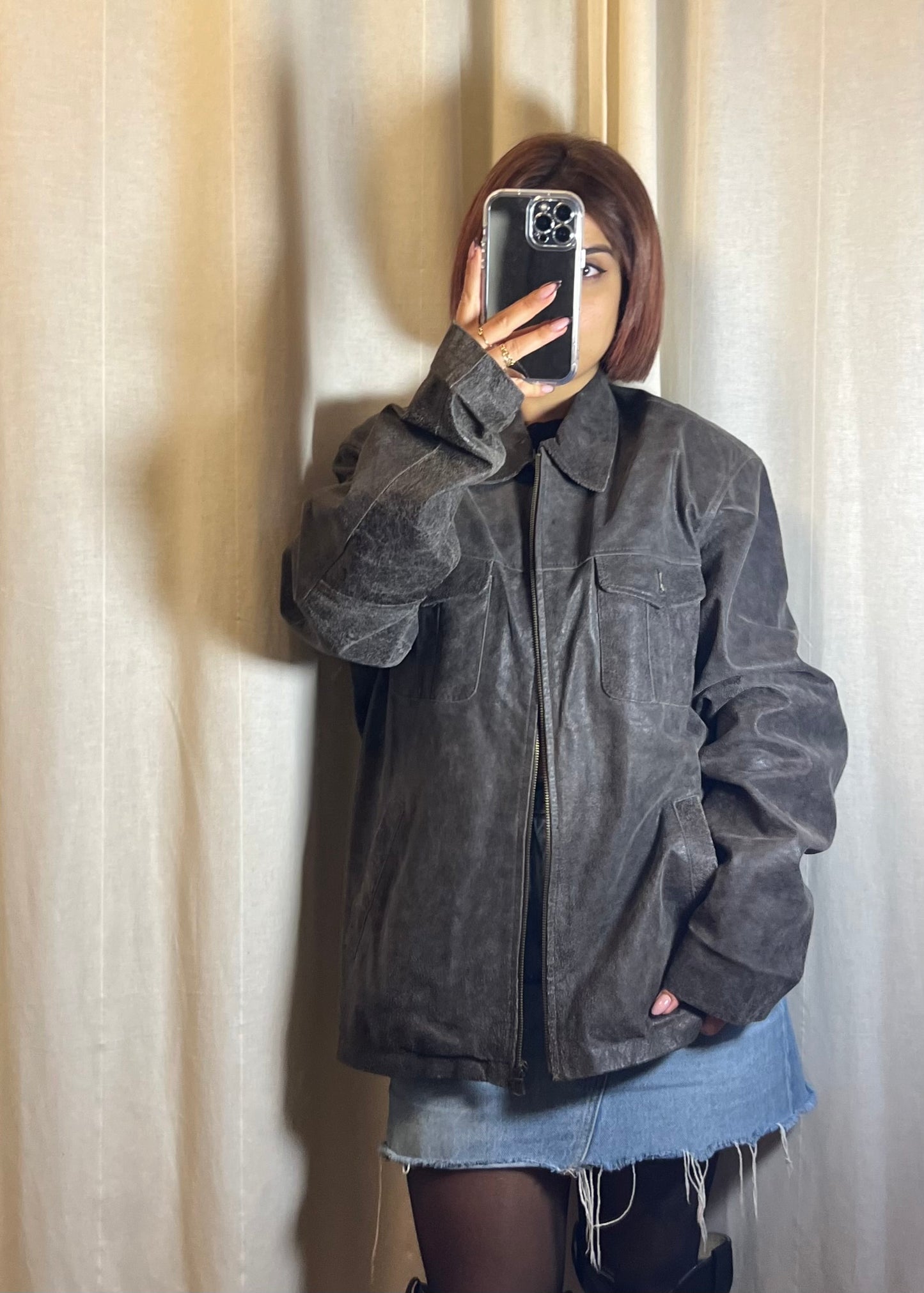 Giacca in pelle invecchiata