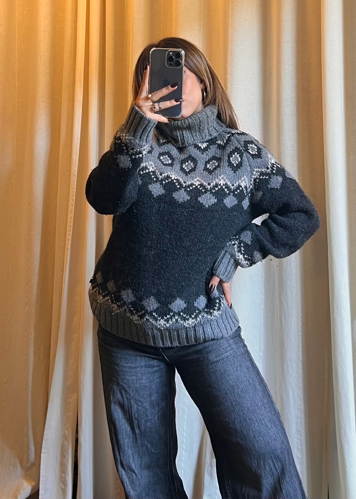 Maglione Dolce & Gabbana D&G a Collo Alto - Motivo Jacquard / Nordico