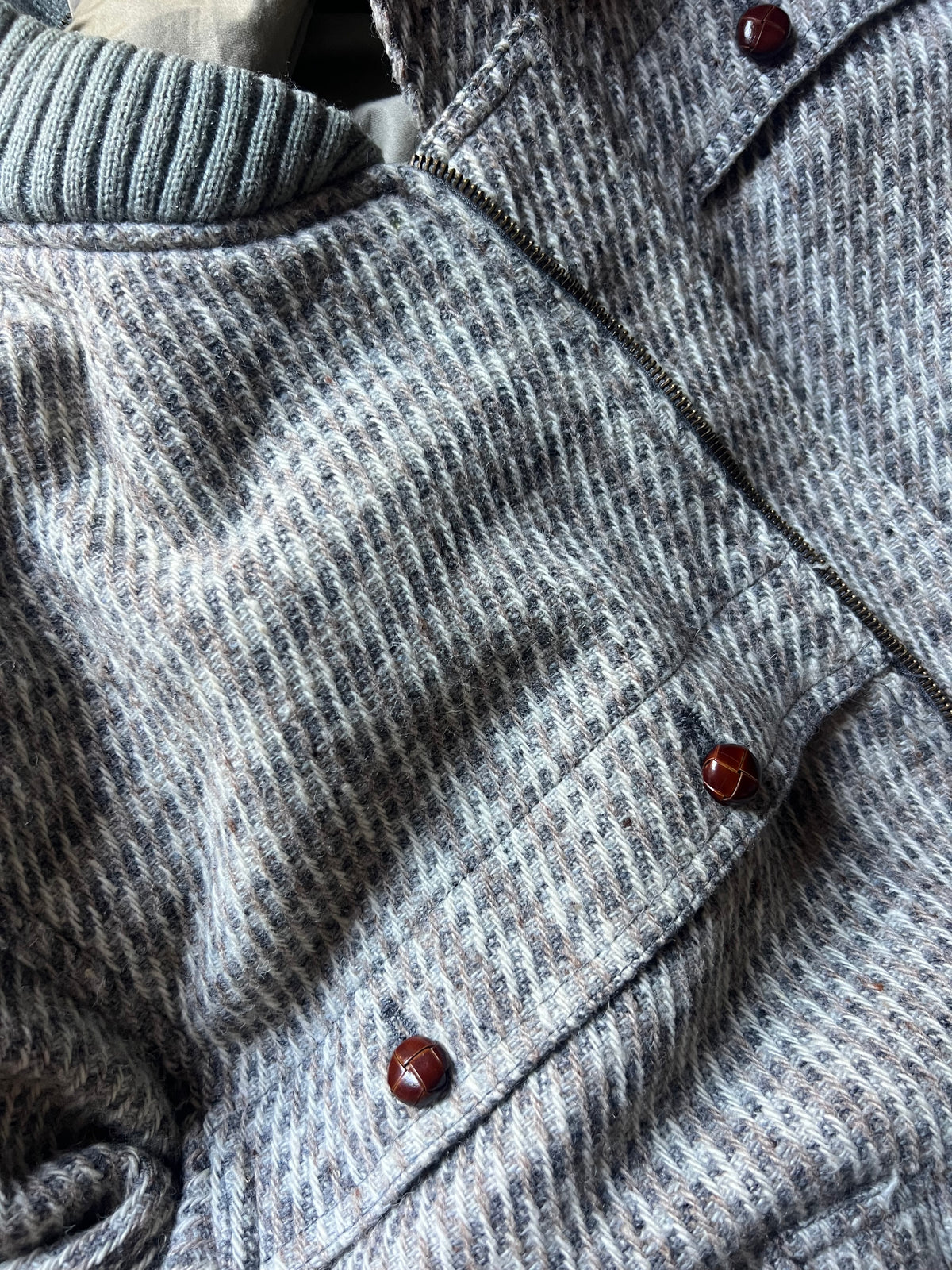 Bomber Valentino in 100% Lana – Pattern Spinato Beige/Grigio