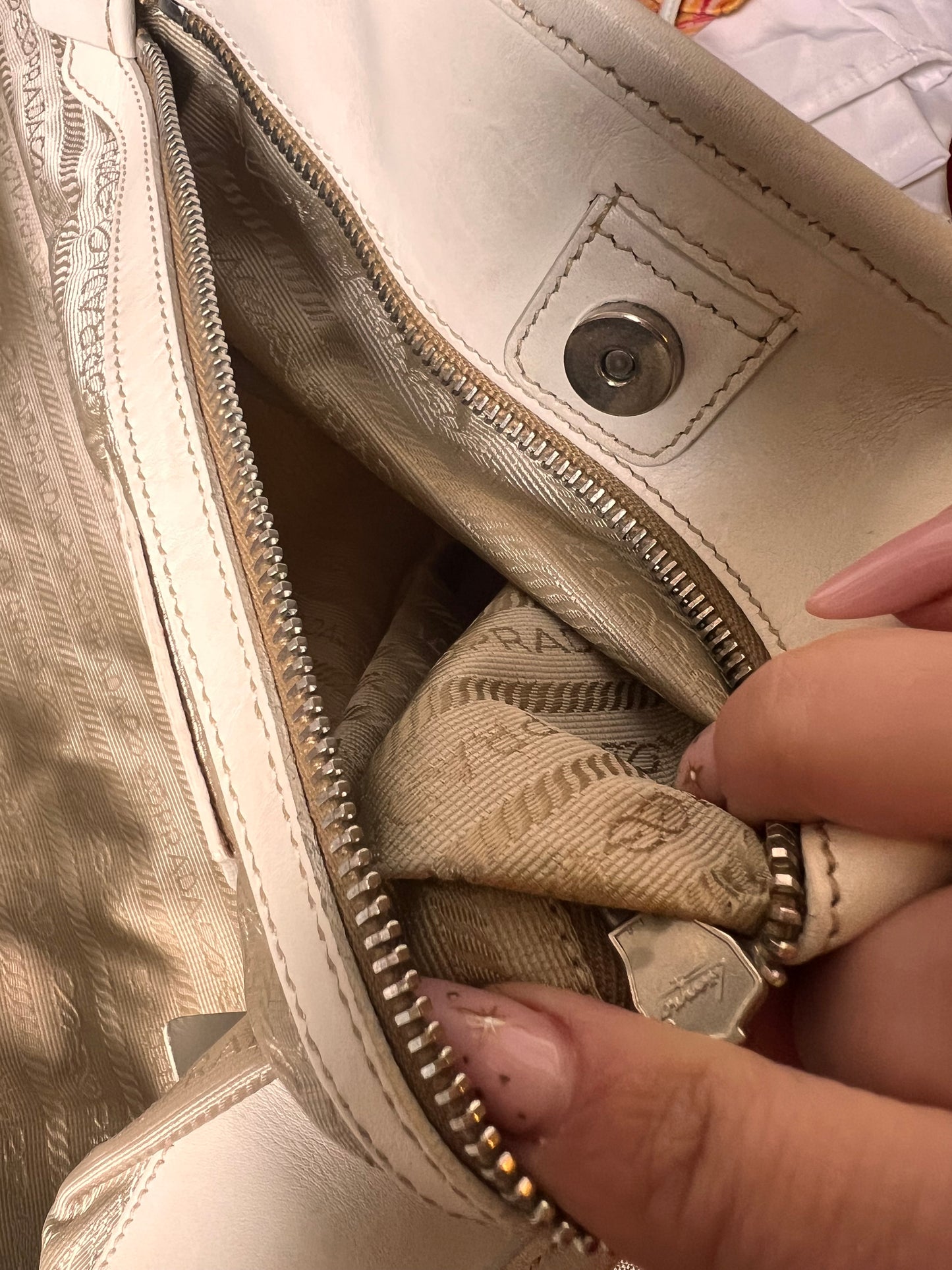 Prada Logo Jacquard Tote – Canvas & Leather