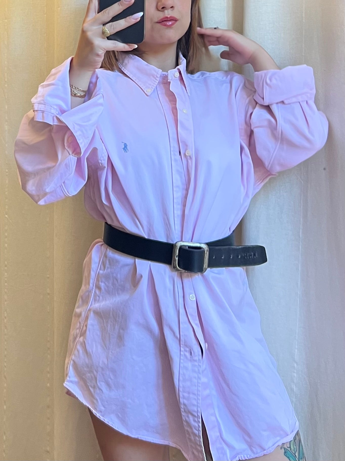 Camicia Polo Ralph Lauren Oversize – Rosa Pastello