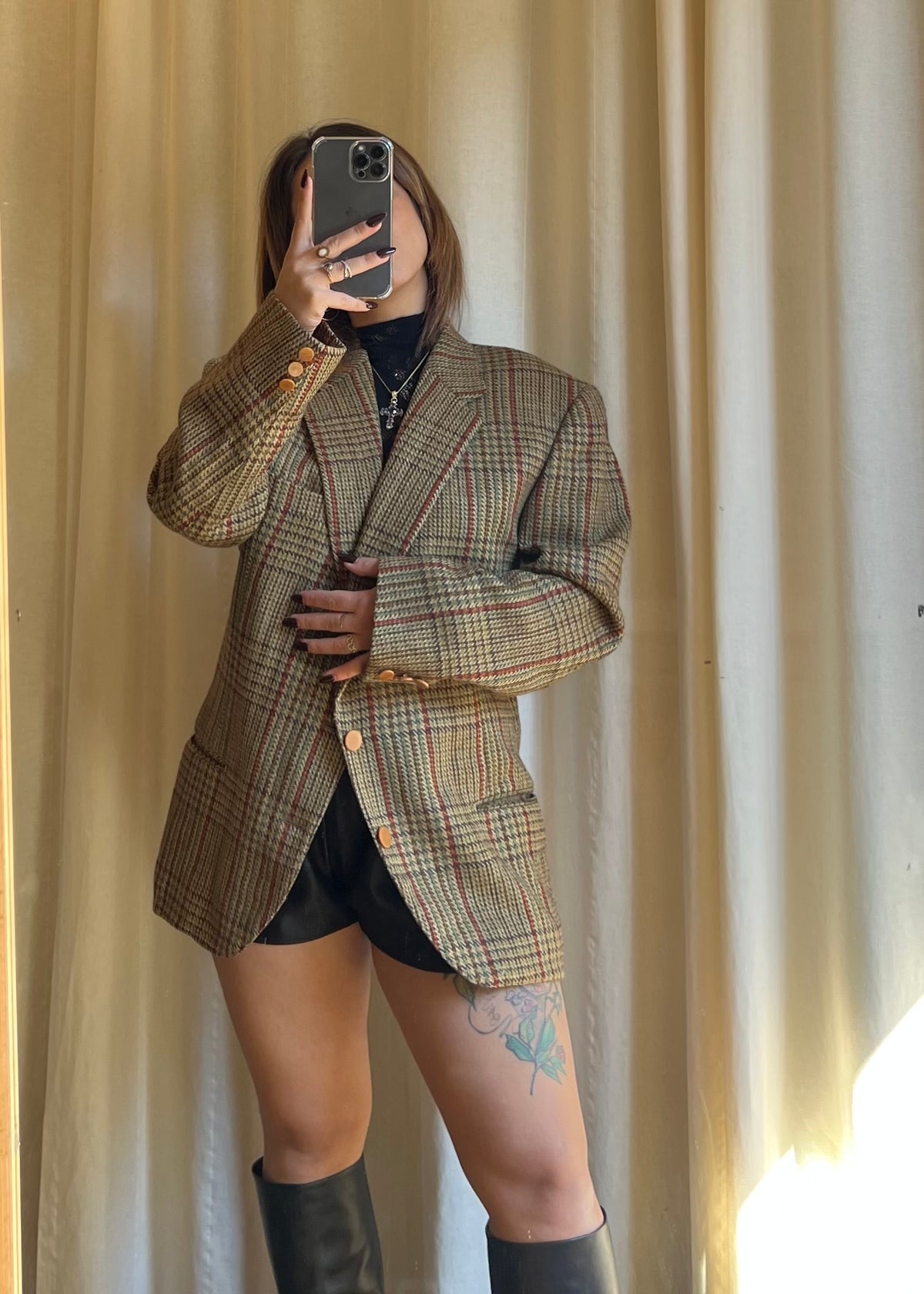 Blazer Vintage Ballantyne in Pura Lana Vergine – Trama Tweed Tartan / Prince of Wales