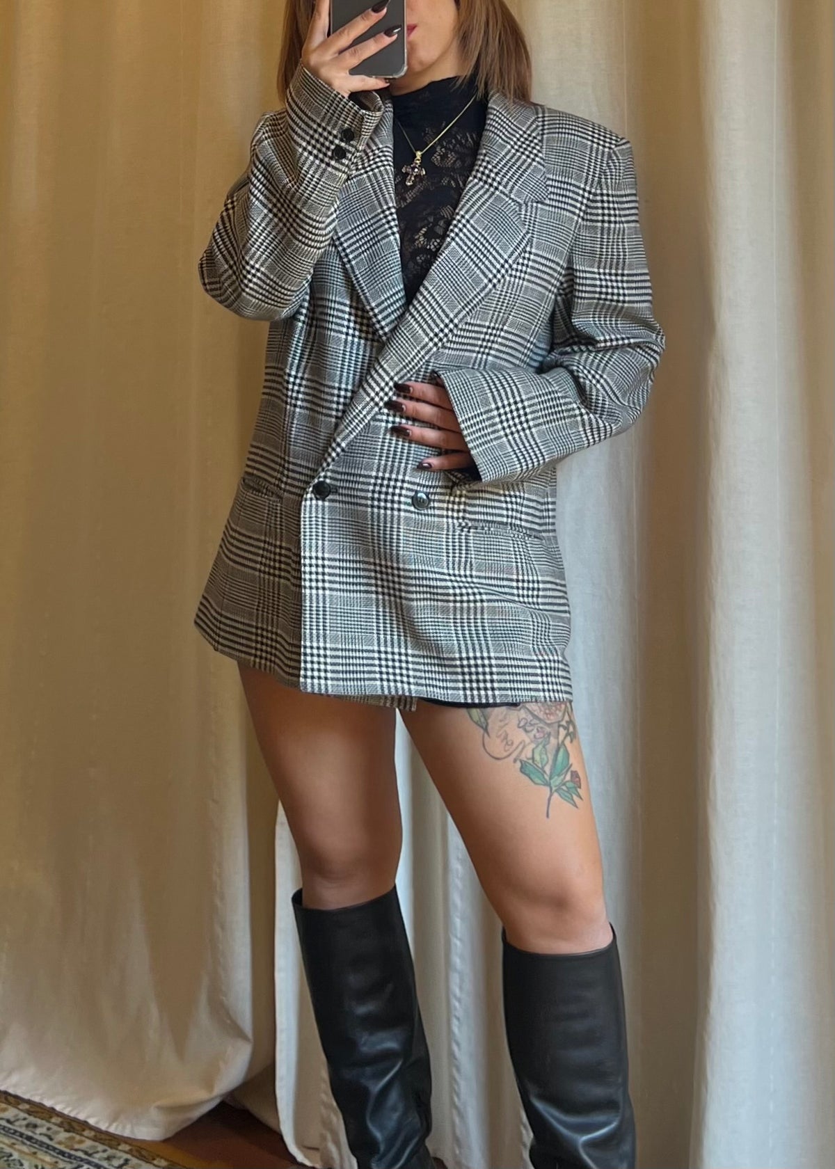 Blazer Vintage doppiopetto in Pura Lana Vergine – Motivo Principe di Galles